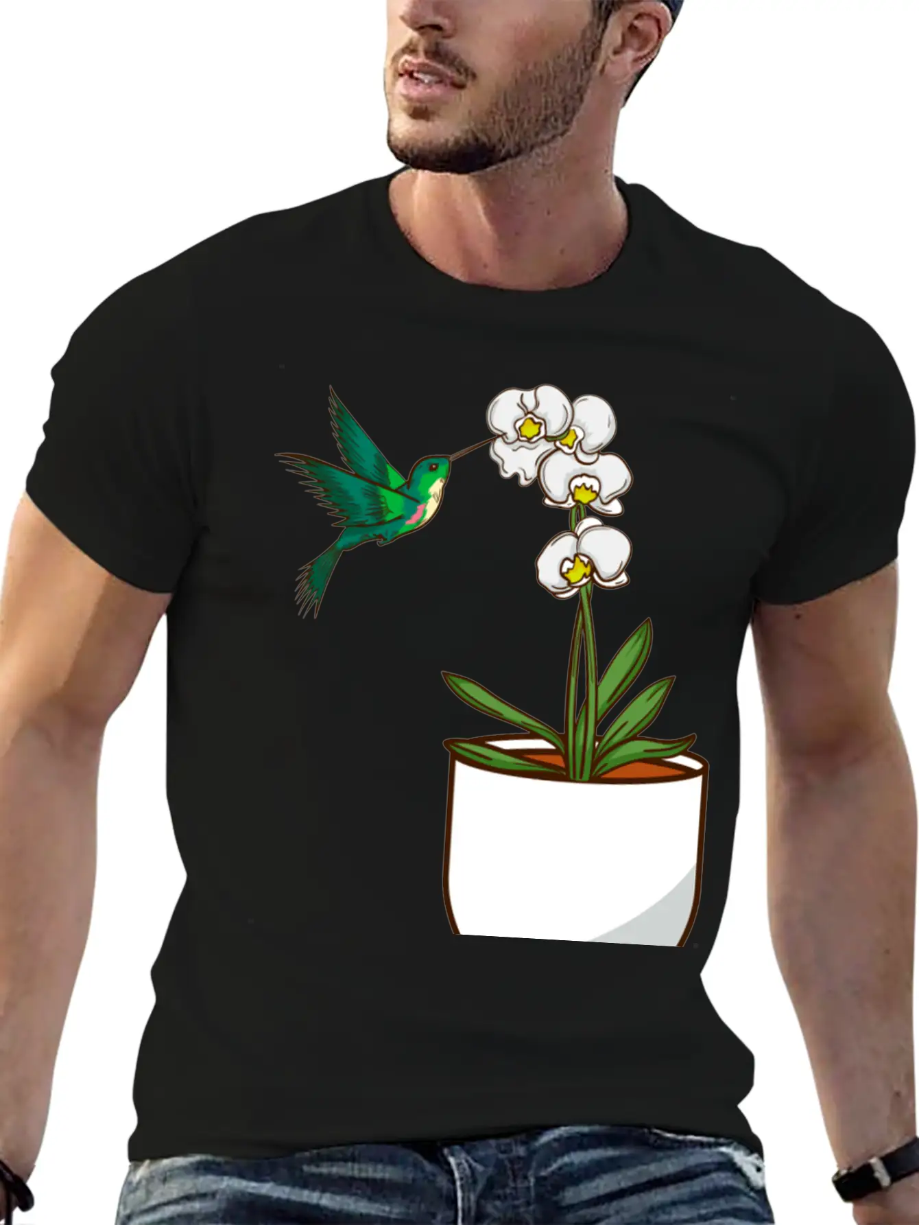 Hummingbird Orchid Flower Gift Women Bird Plants Unisex Casual T-Shirt – Clean Design For Daily Comfort