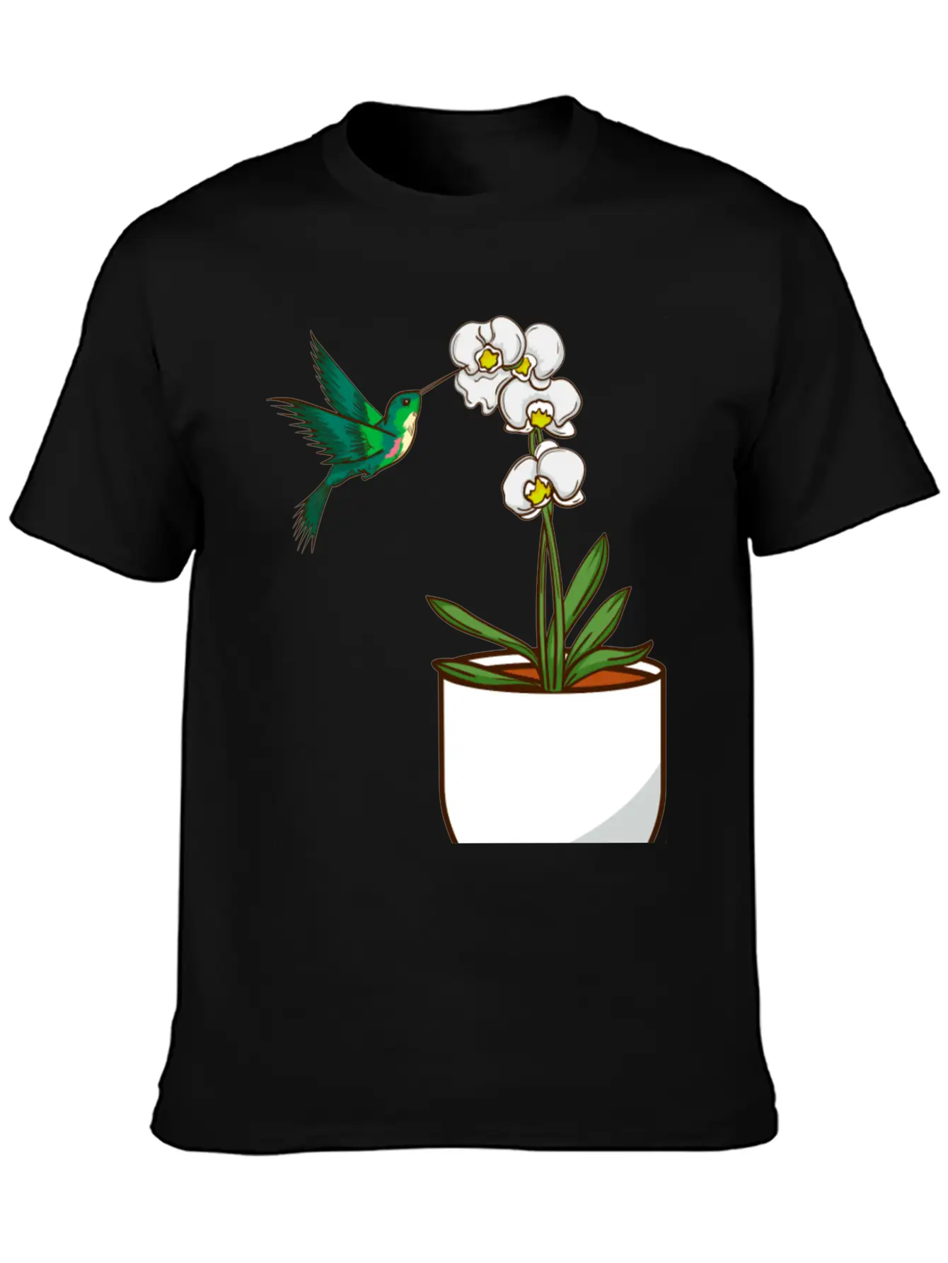 Hummingbird Orchid Flower Gift Women Bird Plants Unisex Casual T-Shirt – Clean Design For Daily Comfort