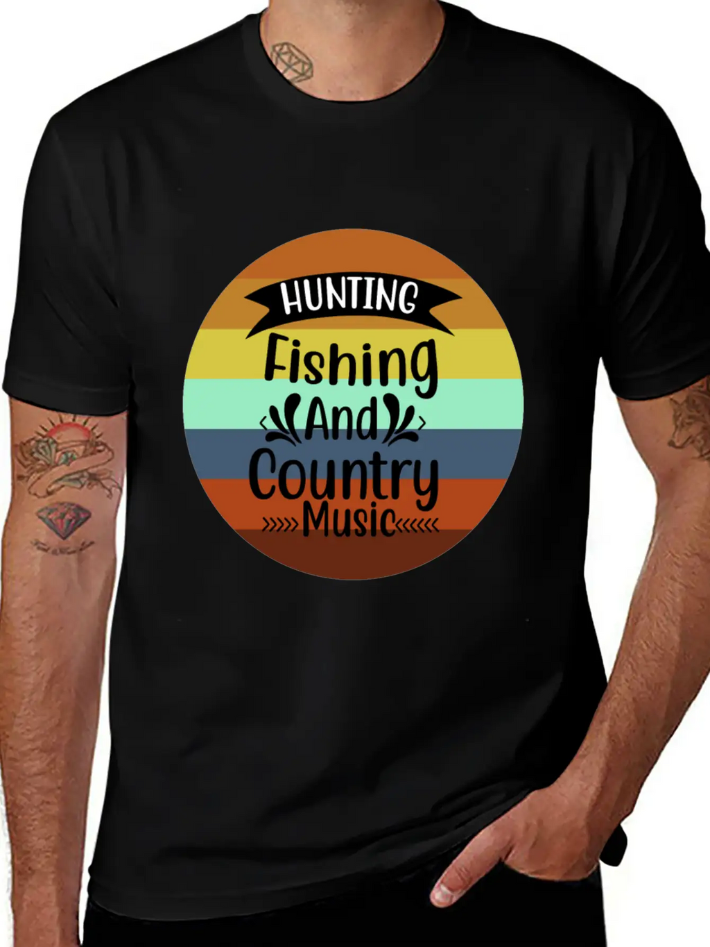 HUNT FISH COUNTRY MUSIC Essential Cotton Tee For Daily Outfits – Unisex Style
