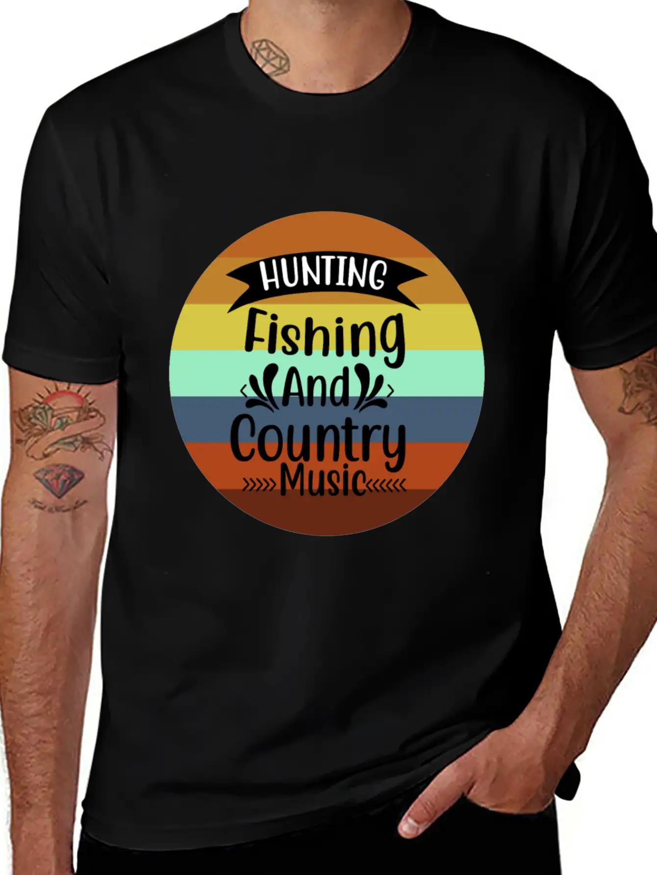 HUNT FISH COUNTRY MUSIC Essential Cotton Tee For Daily Outfits – Unisex Style