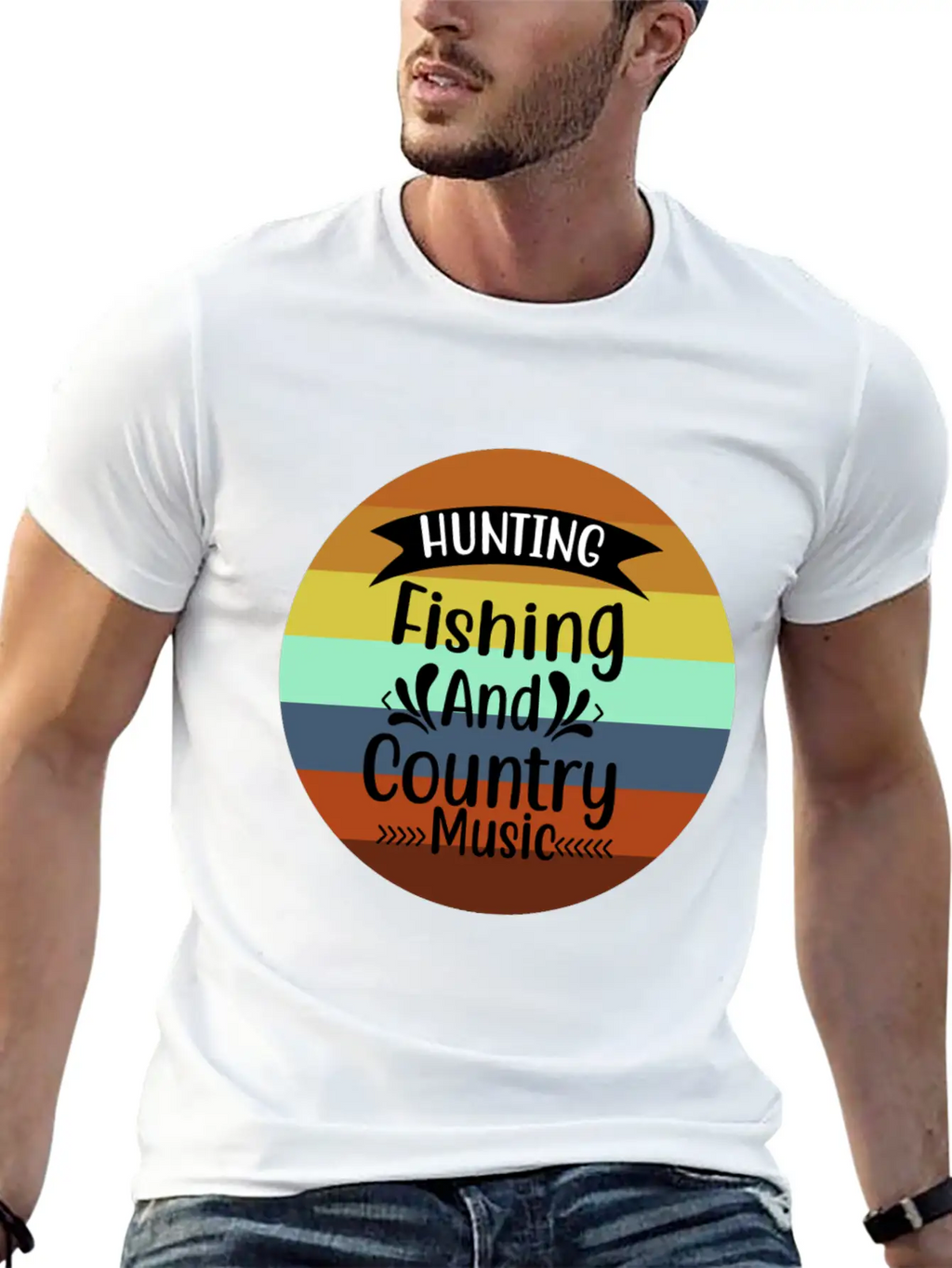 HUNT FISH COUNTRY MUSIC Essential Cotton Tee For Daily Outfits – Unisex Style