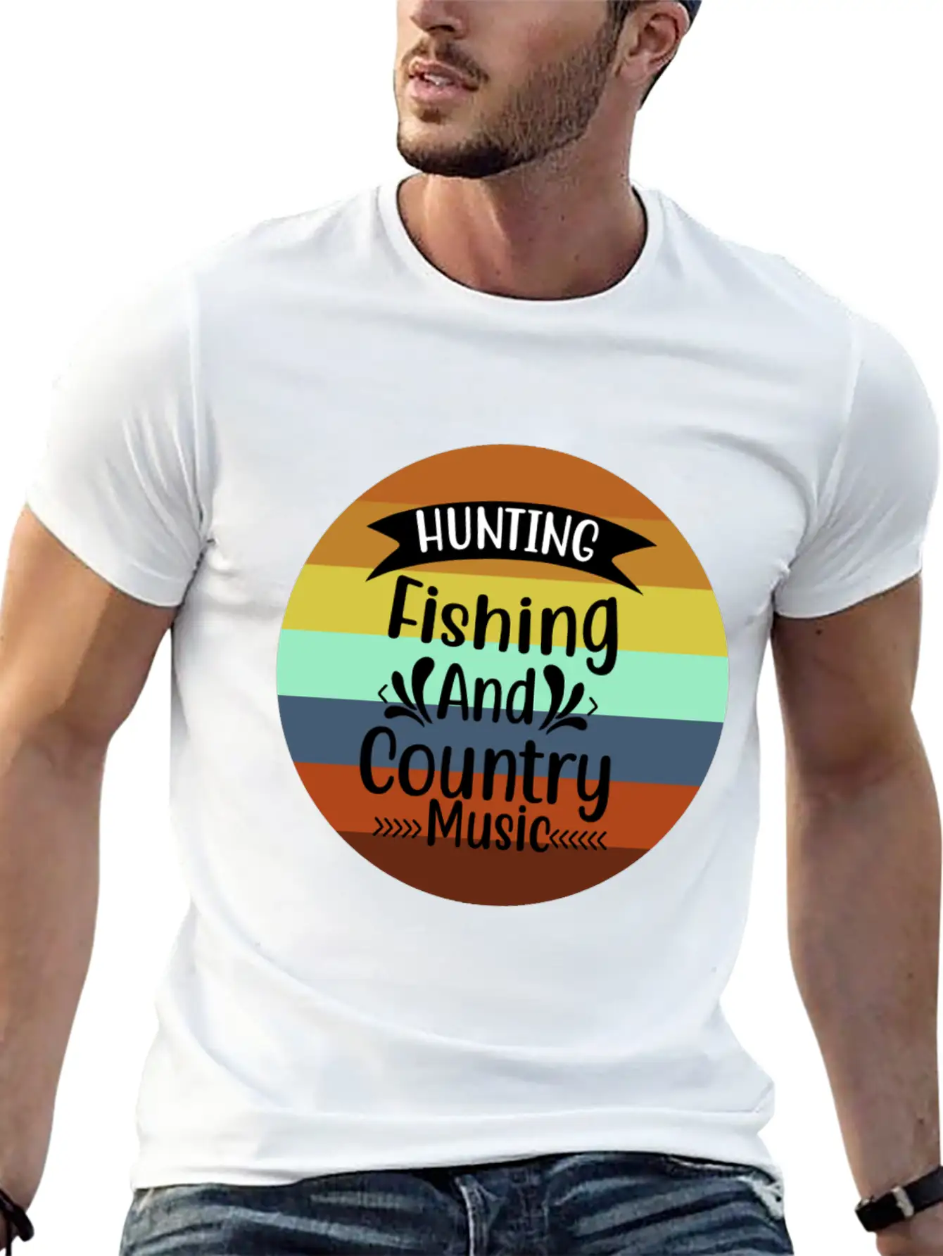 HUNT FISH COUNTRY MUSIC Essential Cotton Tee For Daily Outfits – Unisex Style