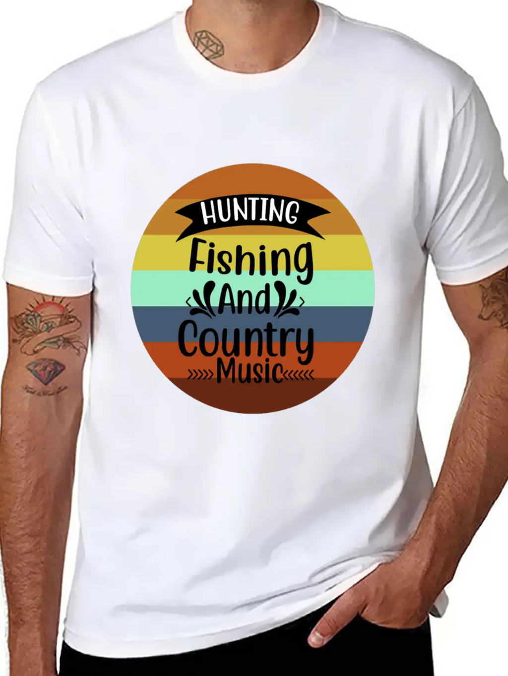 HUNT FISH COUNTRY MUSIC Essential Cotton Tee For Daily Outfits – Unisex Style