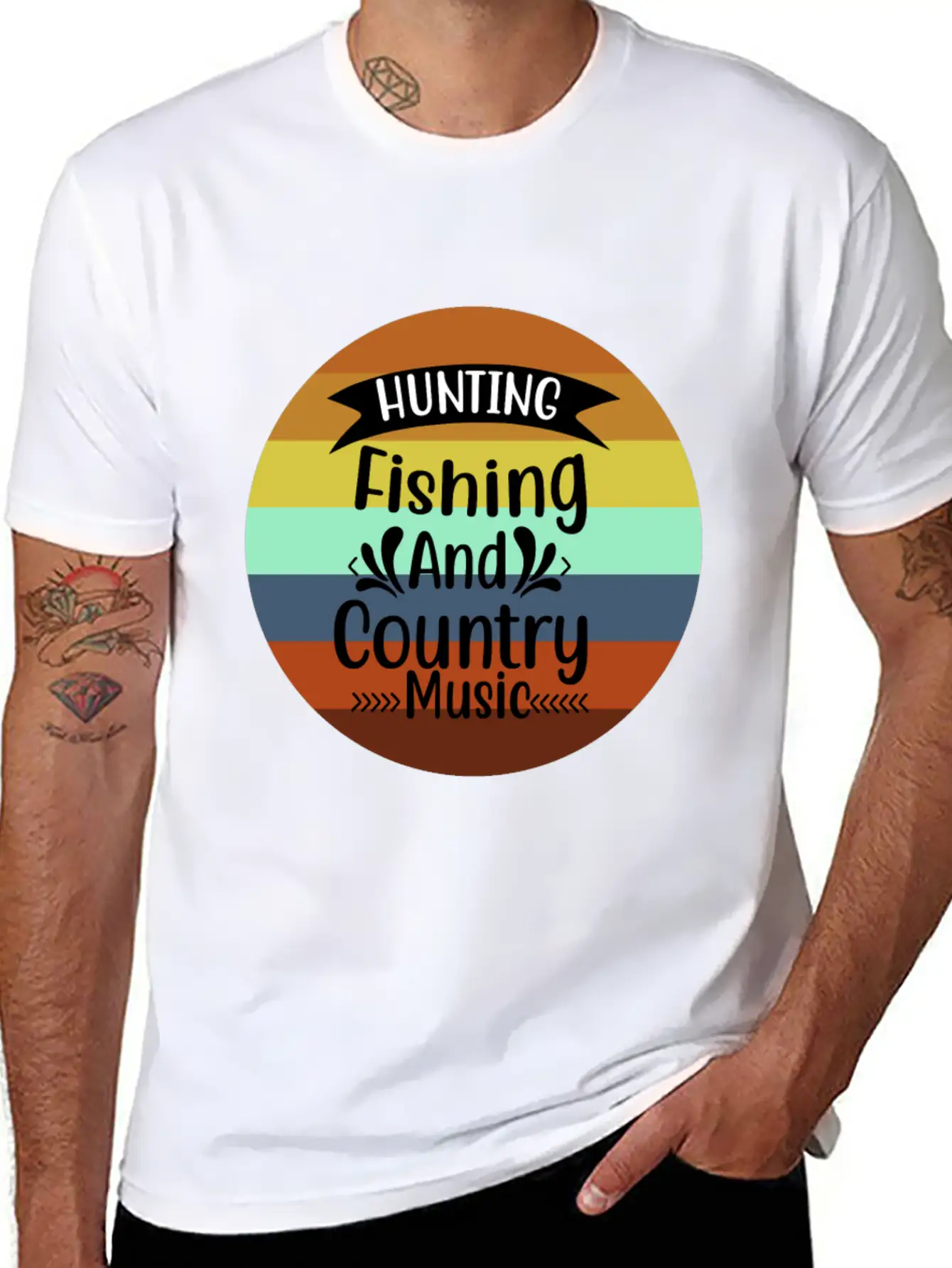 HUNT FISH COUNTRY MUSIC Essential Cotton Tee For Daily Outfits – Unisex Style