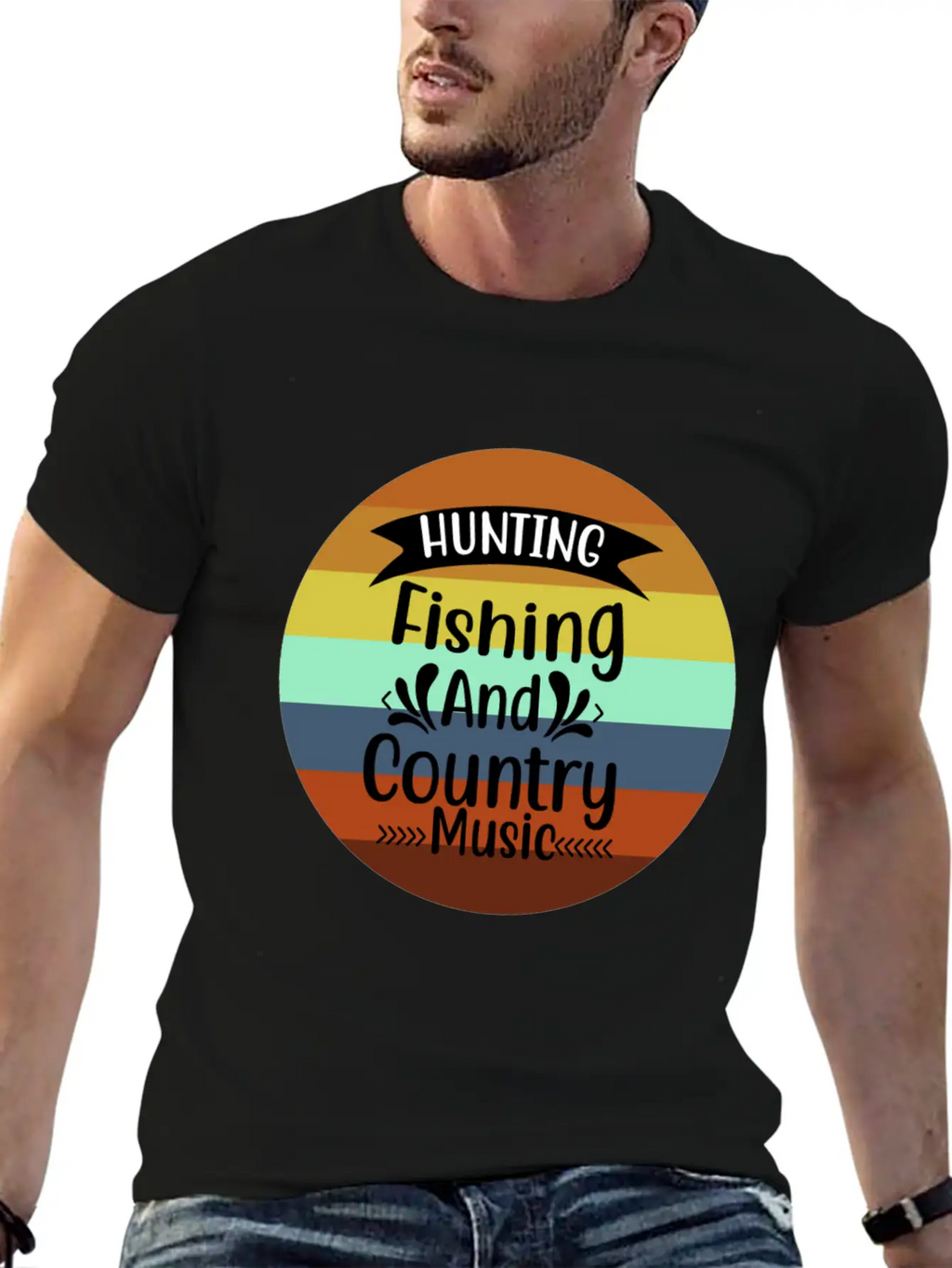 HUNT FISH COUNTRY MUSIC Essential Cotton Tee For Daily Outfits – Unisex Style