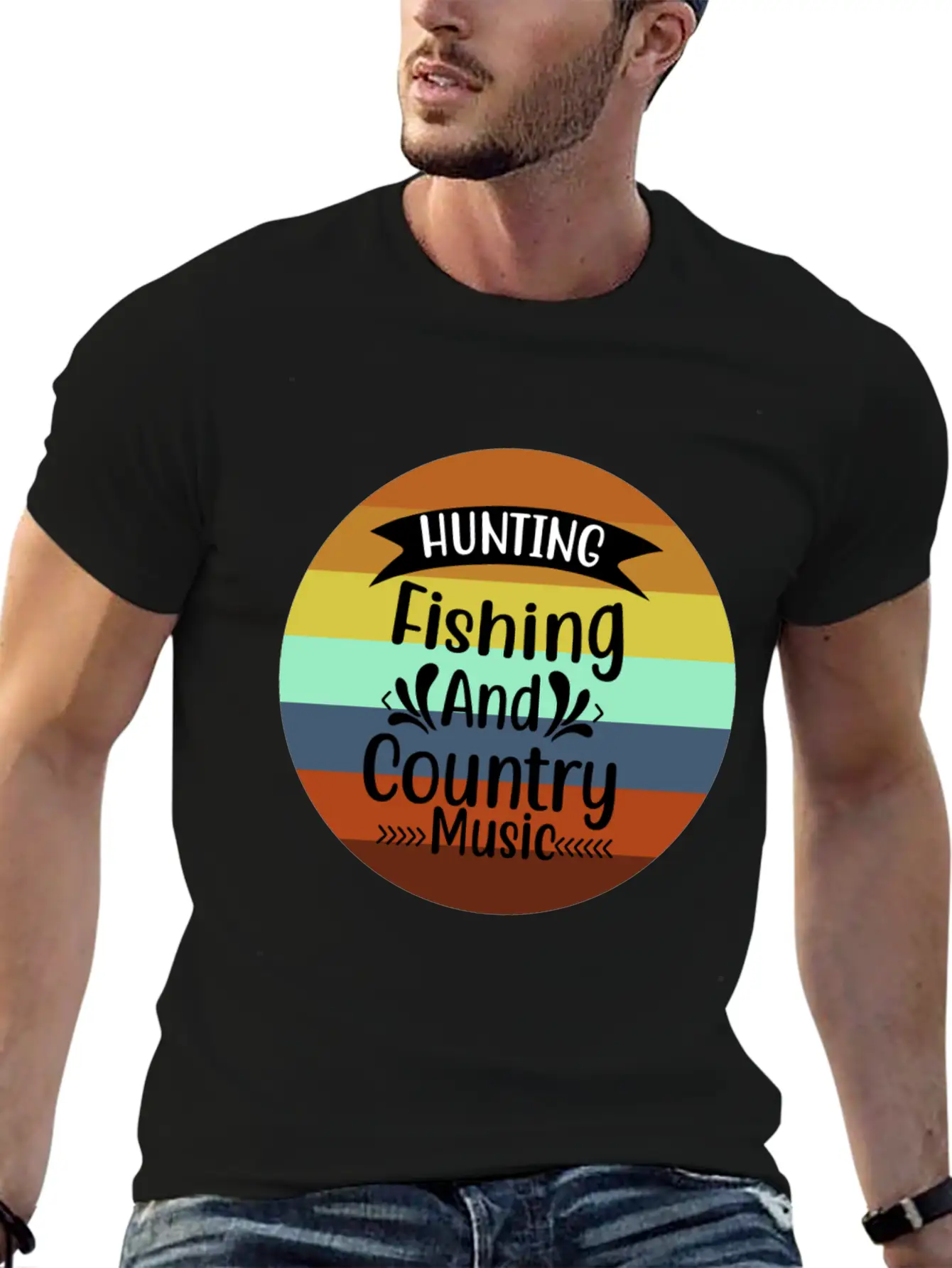 HUNT FISH COUNTRY MUSIC Essential Cotton Tee For Daily Outfits – Unisex Style