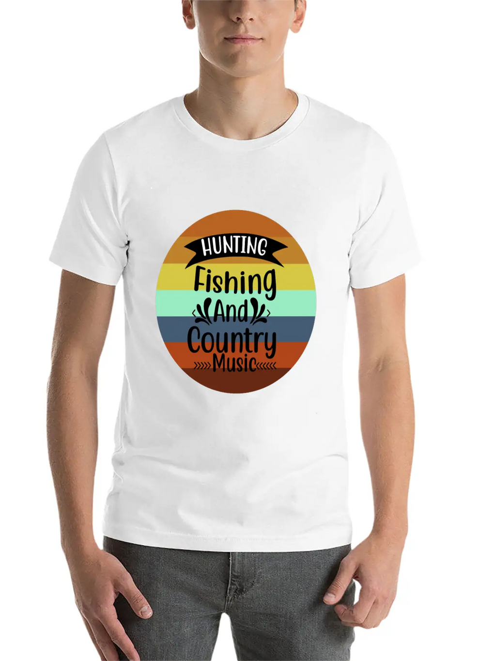 HUNT FISH COUNTRY MUSIC Essential Cotton Tee For Daily Outfits – Unisex Style