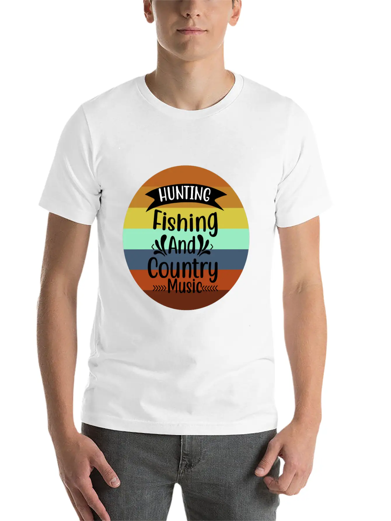 HUNT FISH COUNTRY MUSIC Essential Cotton Tee For Daily Outfits – Unisex Style