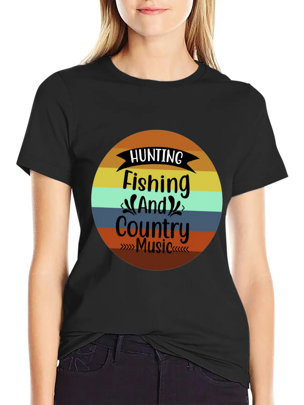 HUNT FISH COUNTRY MUSIC Essential Cotton Tee For Daily Outfits – Unisex Style