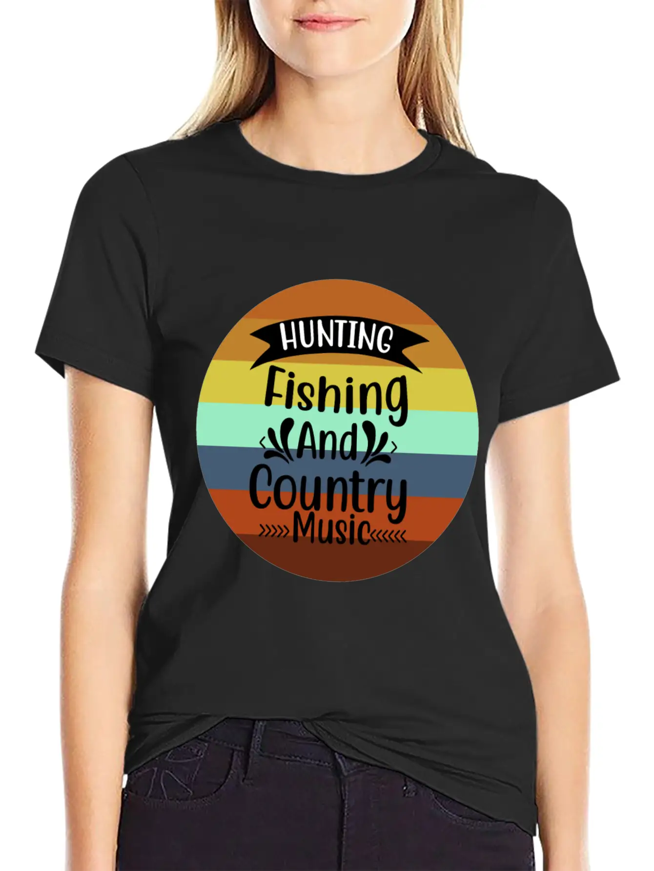 HUNT FISH COUNTRY MUSIC Essential Cotton Tee For Daily Outfits – Unisex Style