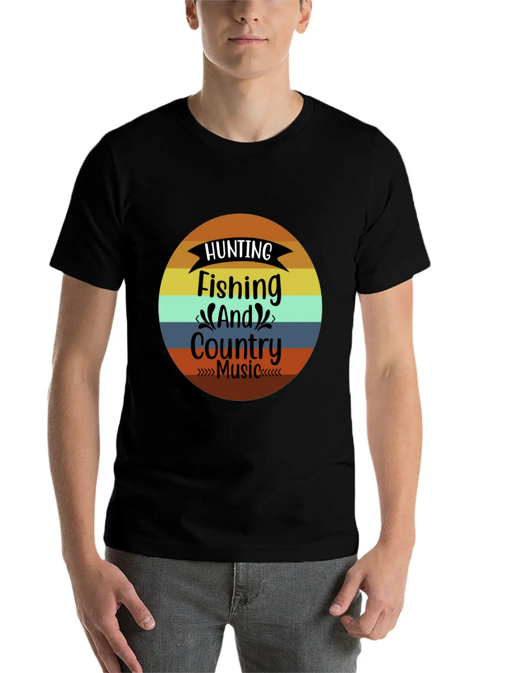 HUNT FISH COUNTRY MUSIC Essential Cotton Tee For Daily Outfits – Unisex Style