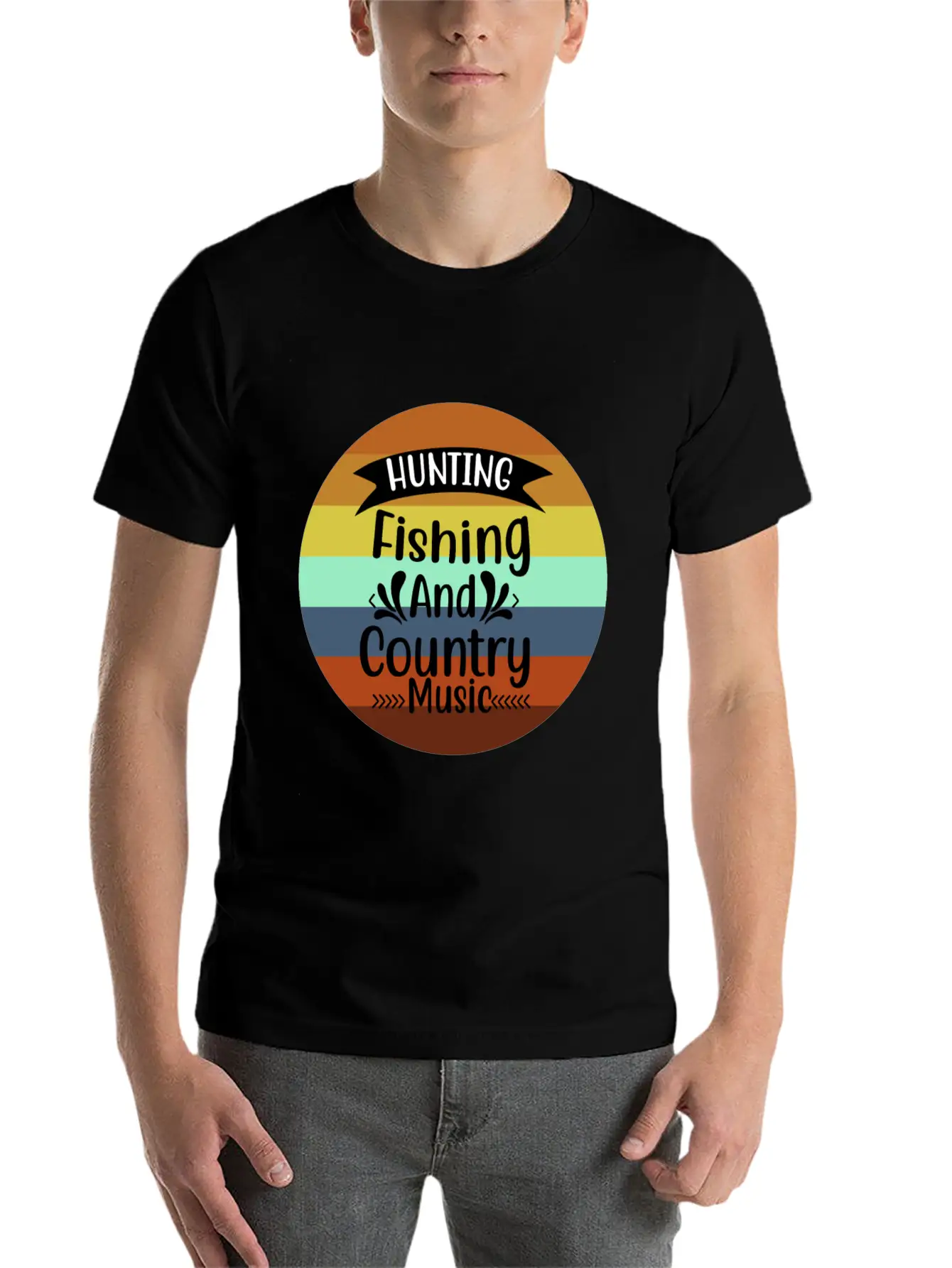 HUNT FISH COUNTRY MUSIC Essential Cotton Tee For Daily Outfits – Unisex Style