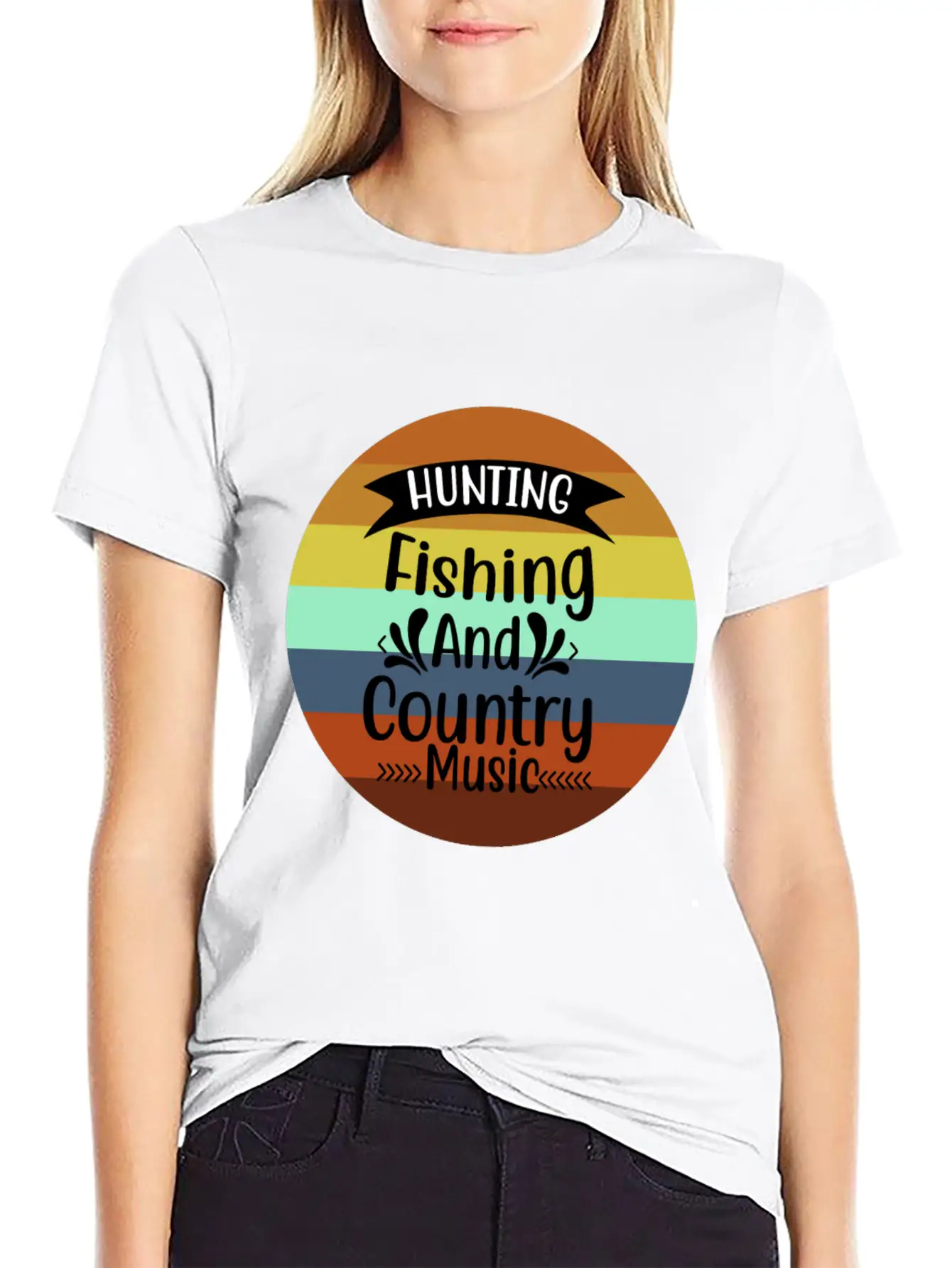 HUNT FISH COUNTRY MUSIC Essential Cotton Tee For Daily Outfits – Unisex Style