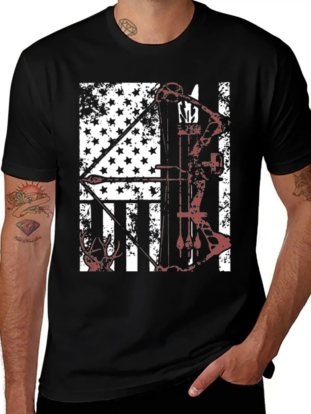 Hunting Shirt With American Flag Casual Graphic T-Shirt – Simple And Comfortable Daily Wear