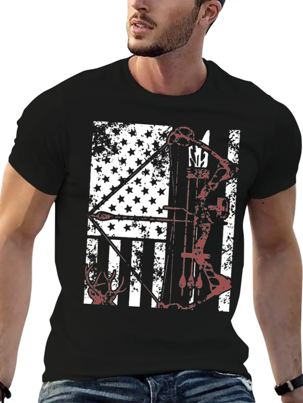 Hunting Shirt With American Flag Casual Graphic T-Shirt – Simple And Comfortable Daily Wear