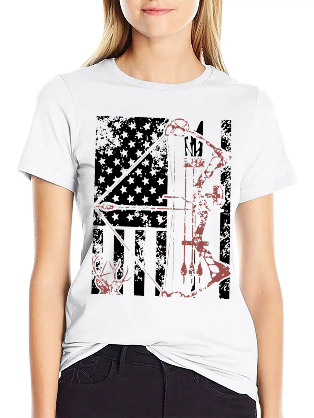 Hunting Shirt With American Flag Casual Graphic T-Shirt – Simple And Comfortable Daily Wear