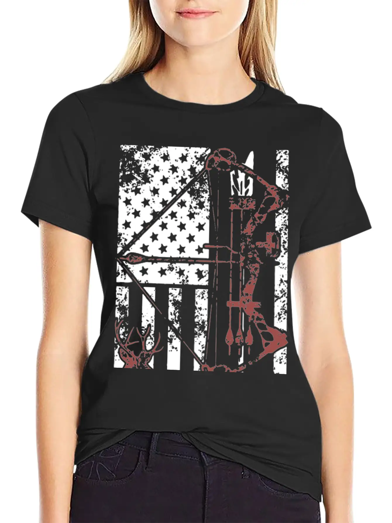 Hunting Shirt With American Flag Casual Graphic T-Shirt – Simple And Comfortable Daily Wear