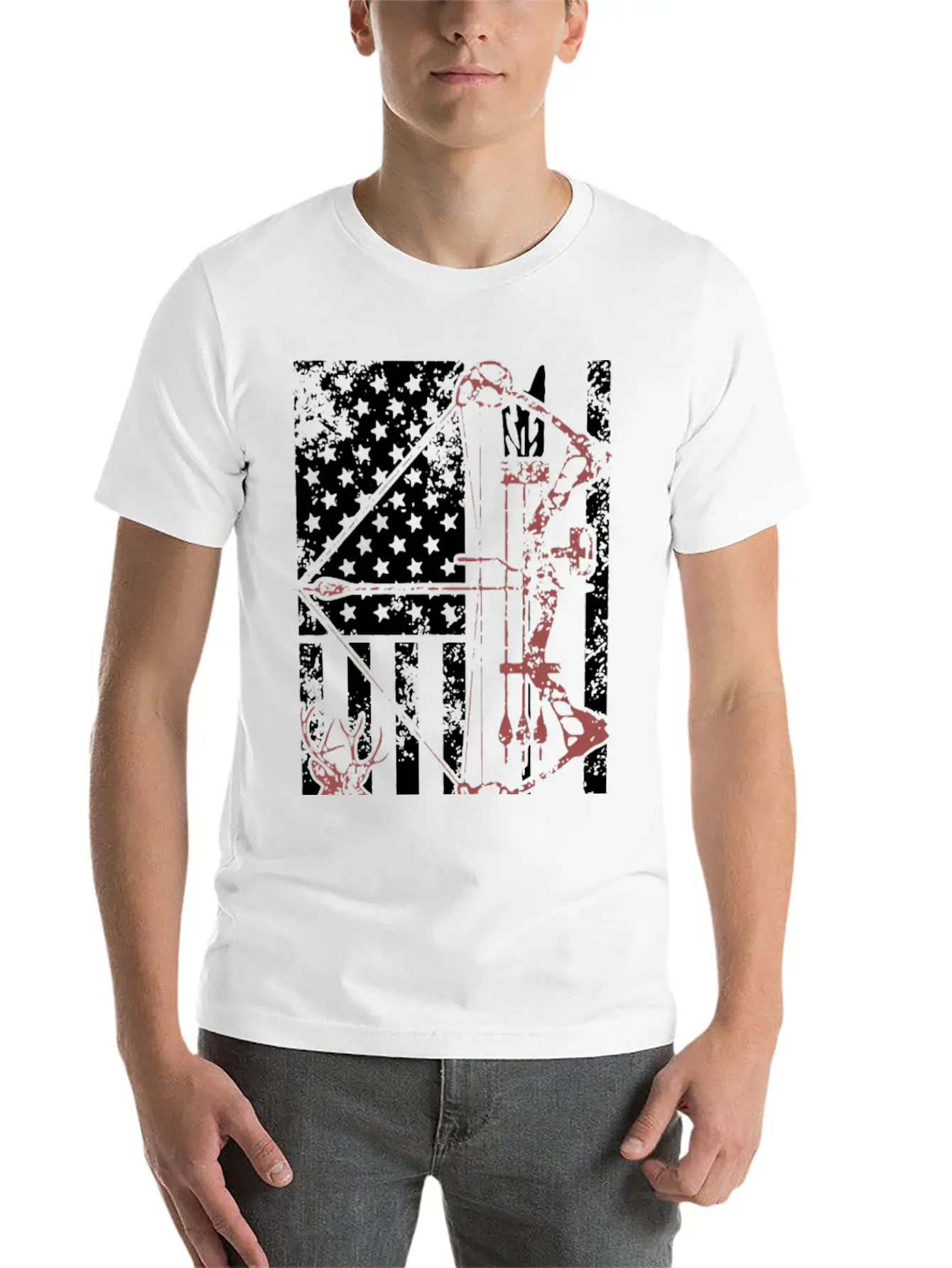 Hunting Shirt With American Flag Casual Graphic T-Shirt – Simple And Comfortable Daily Wear
