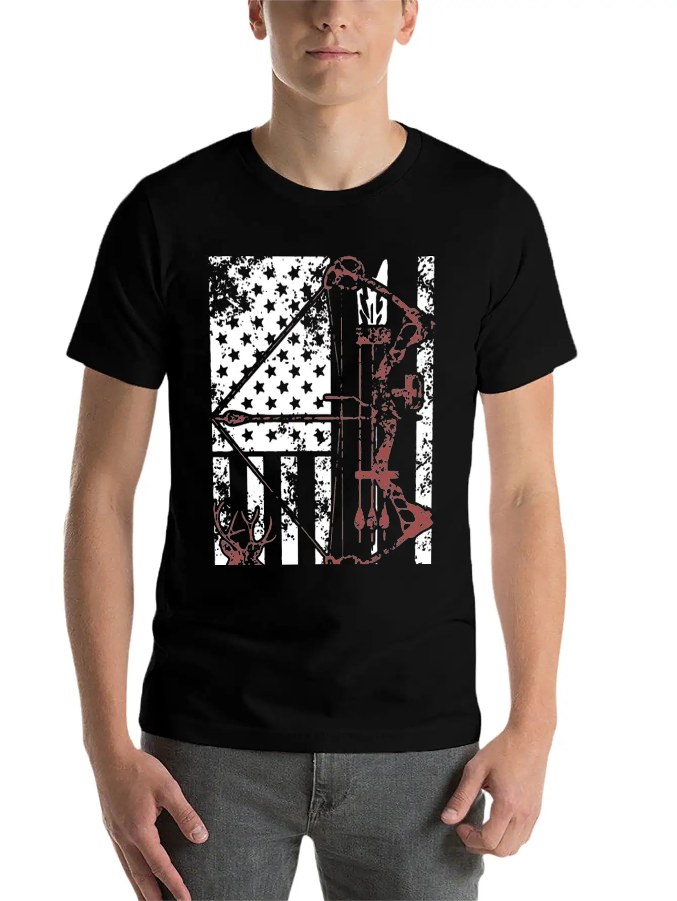 Hunting Shirt With American Flag Casual Graphic T-Shirt – Simple And Comfortable Daily Wear