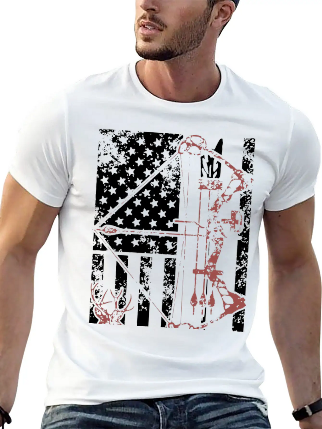 Hunting Shirt With American Flag Casual Graphic T-Shirt – Simple And Comfortable Daily Wear