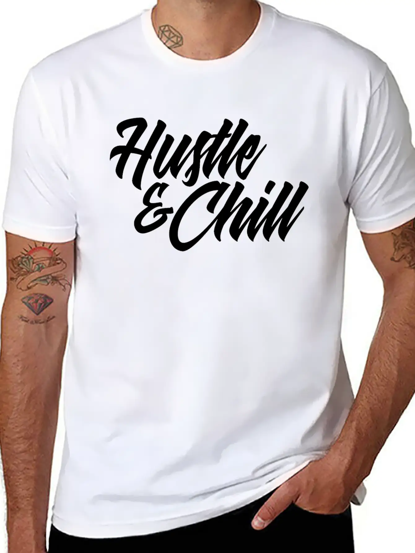 Hustle And Chill Classic Fit Graphic Tee For Daily Comfort – Unisex Cotton Shirt