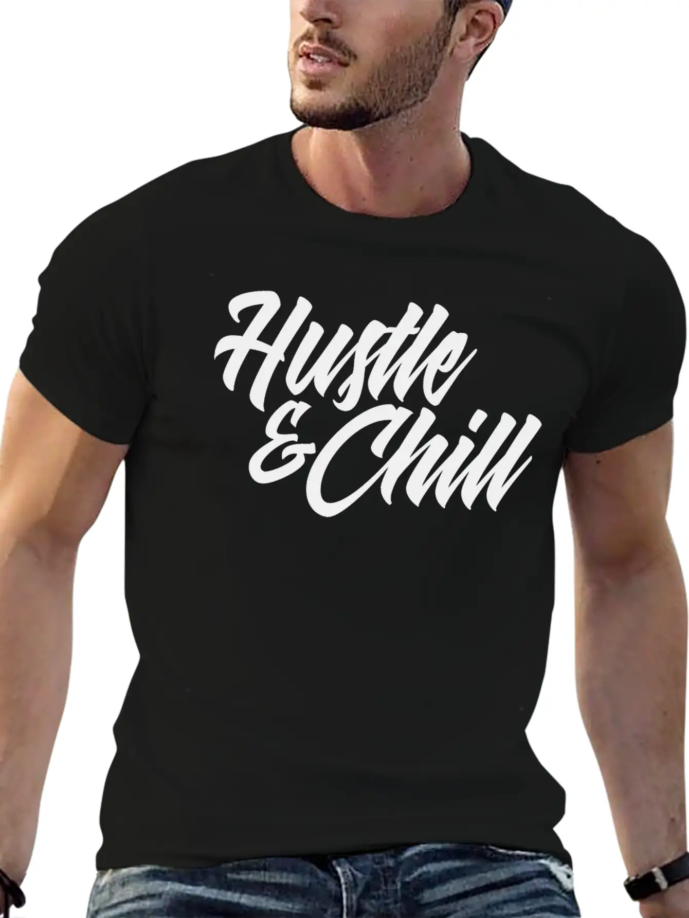 Hustle And Chill Classic Fit Graphic Tee For Daily Comfort – Unisex Cotton Shirt