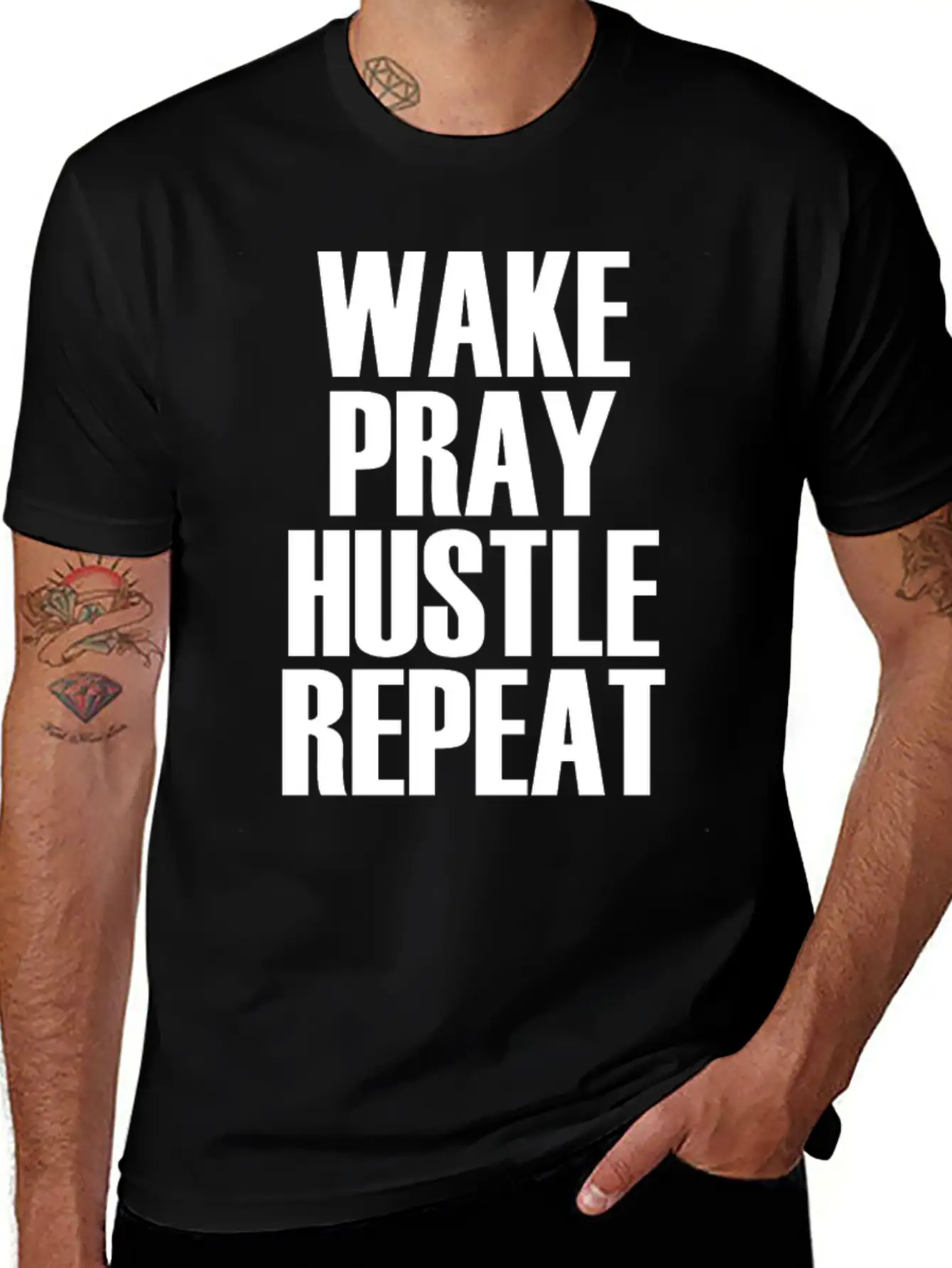 Hustle Wake Pray Hustle Repeat Breathable Soft Cotton T-Shirt – Timeless Casual Look