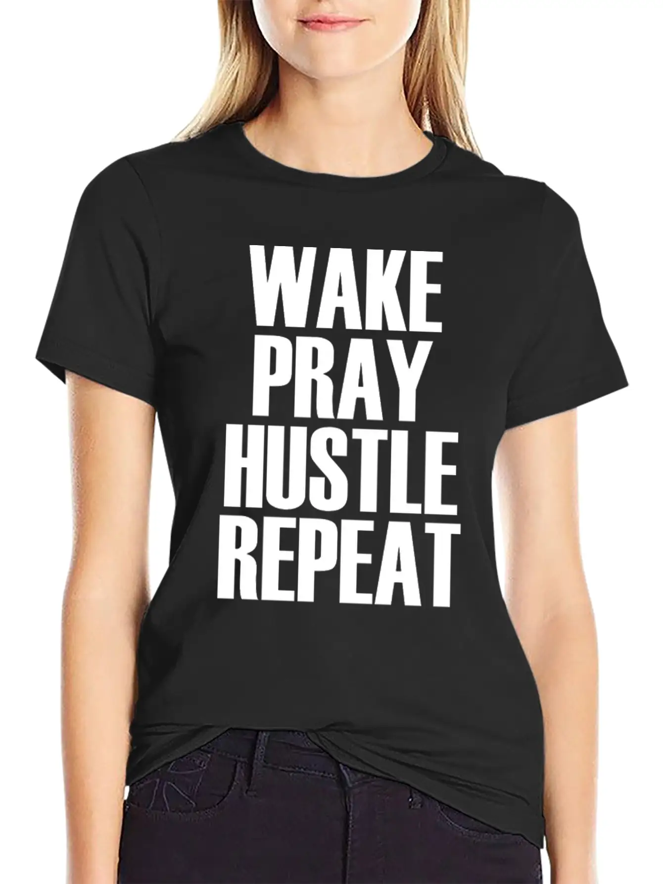 Hustle Wake Pray Hustle Repeat Breathable Soft Cotton T-Shirt – Timeless Casual Look