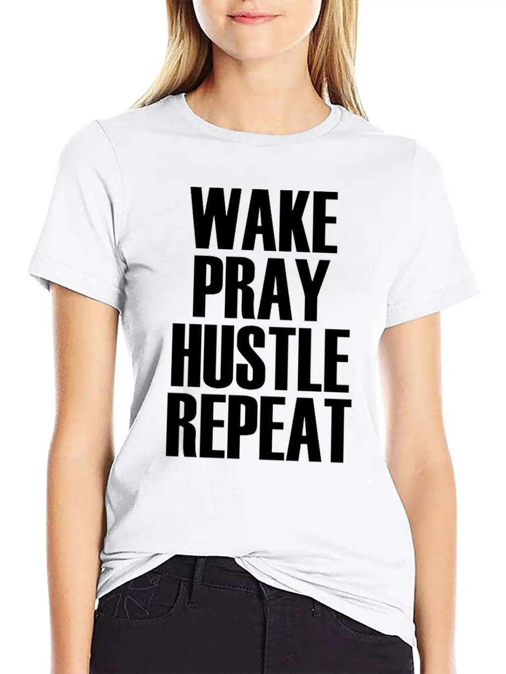 Hustle Wake Pray Hustle Repeat Breathable Soft Cotton T-Shirt – Timeless Casual Look