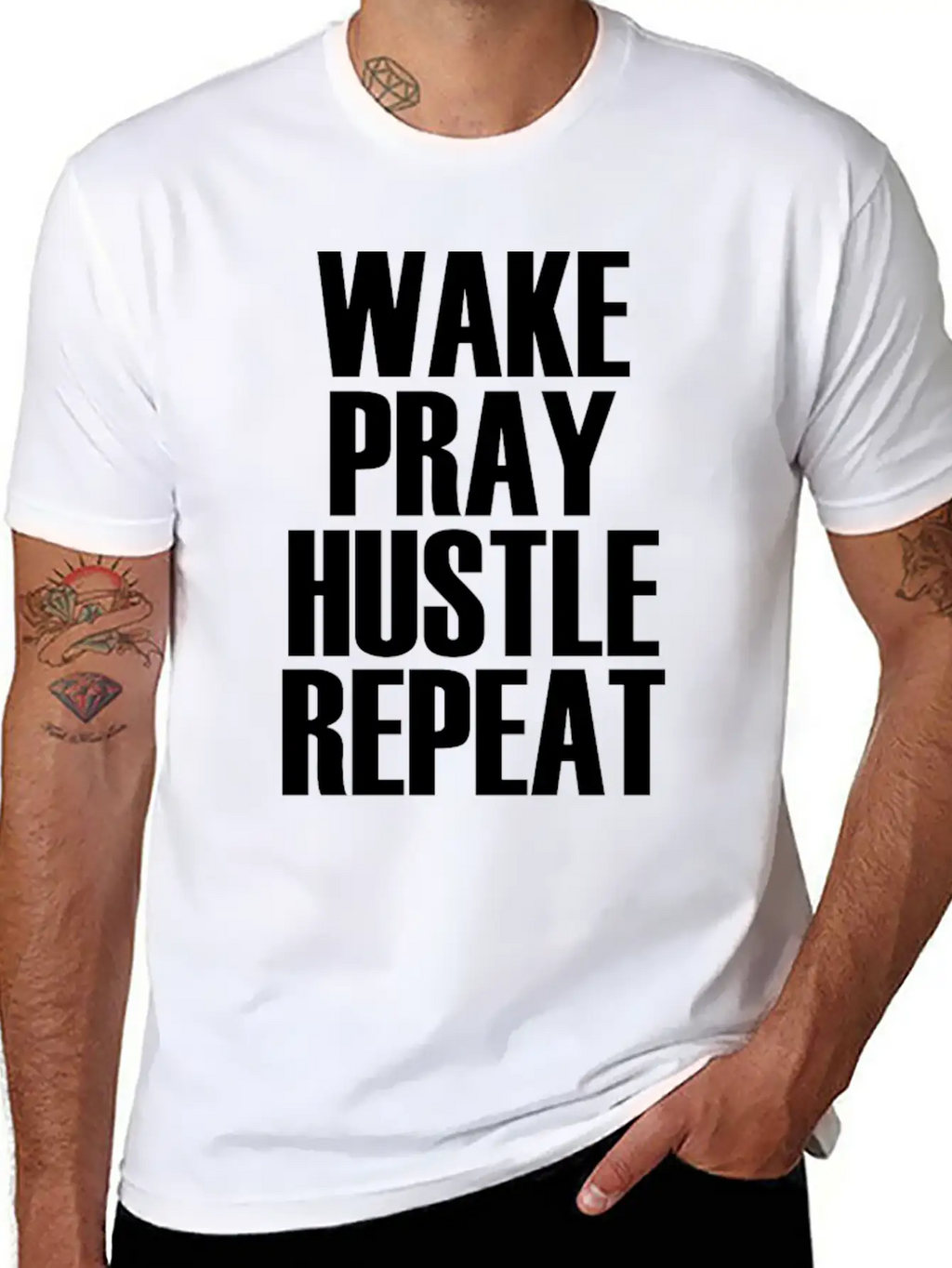 Hustle Wake Pray Hustle Repeat Breathable Soft Cotton T-Shirt – Timeless Casual Look
