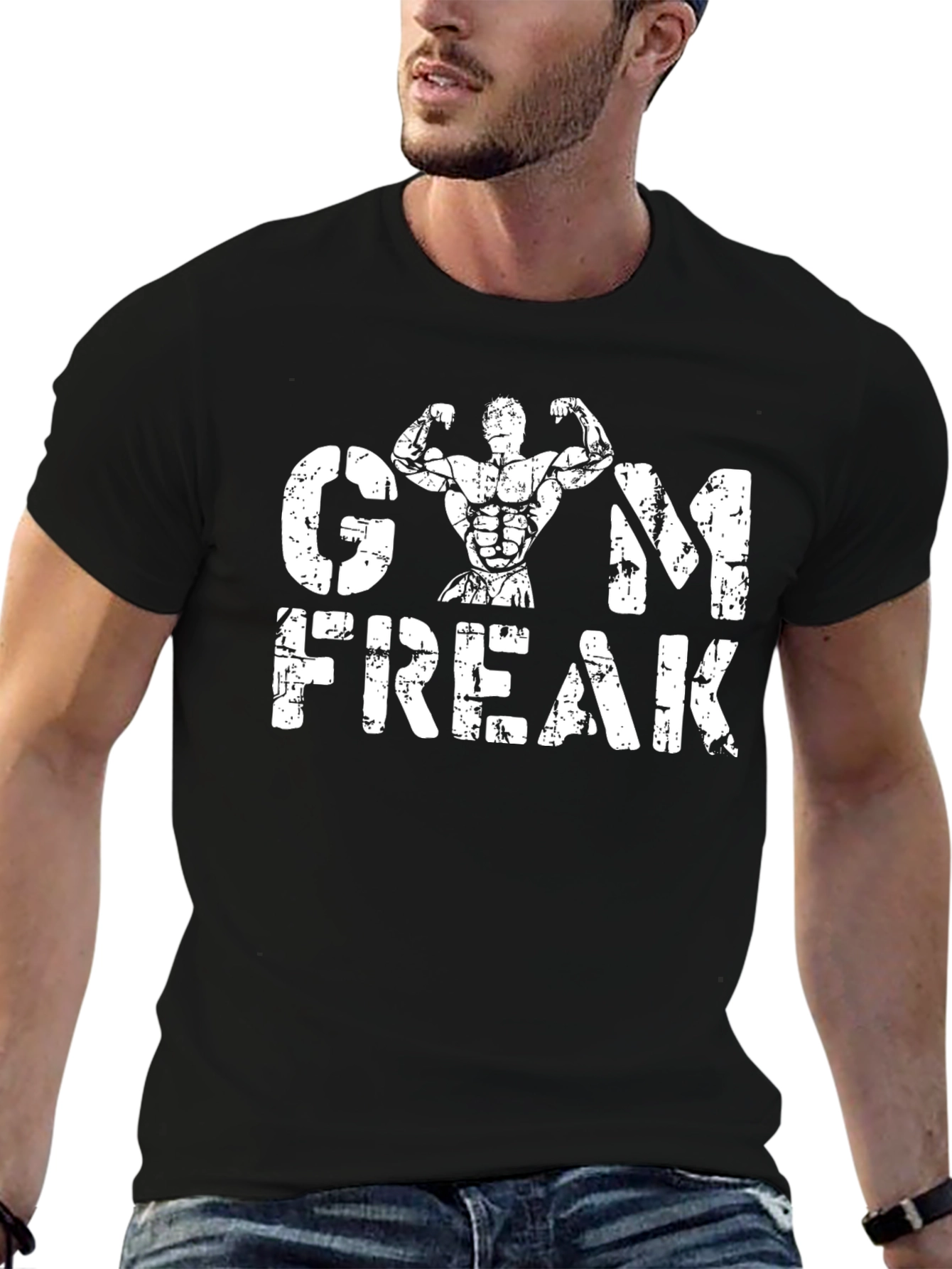 Gym Freak Graphic T-Shirt - Black Cotton Fitness Tee