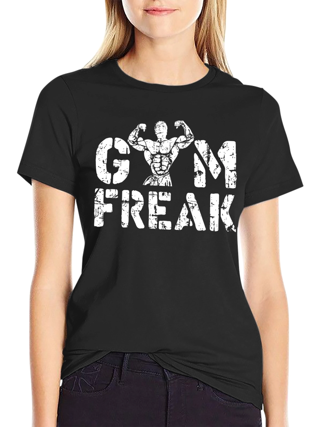 Gym Freak Graphic T-Shirt - Black Cotton Fitness Tee