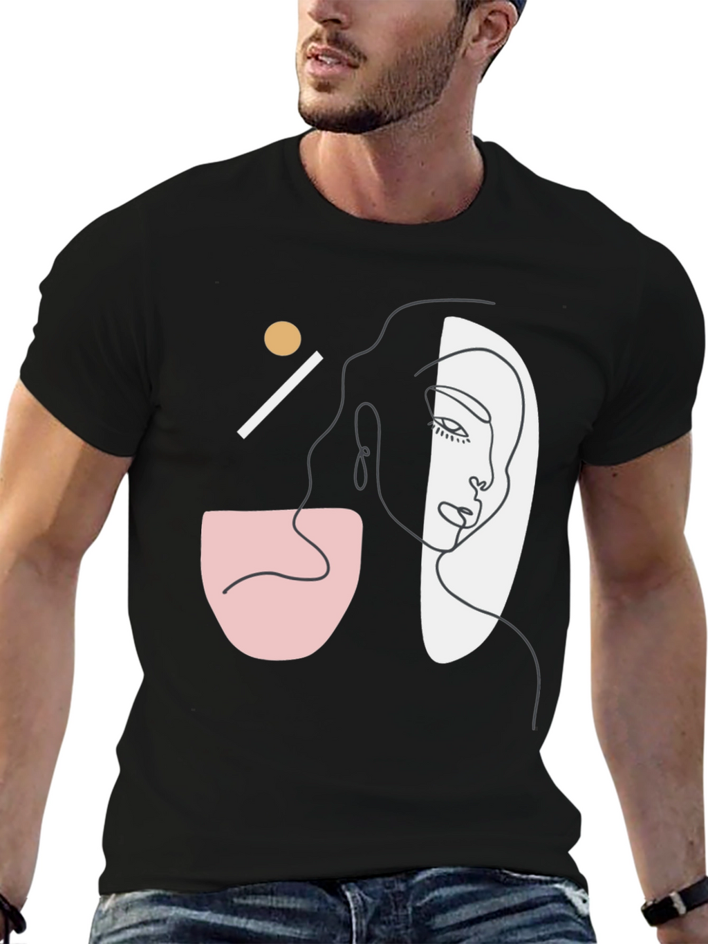 Abstract Face Graphic Tee - Modern Art Style