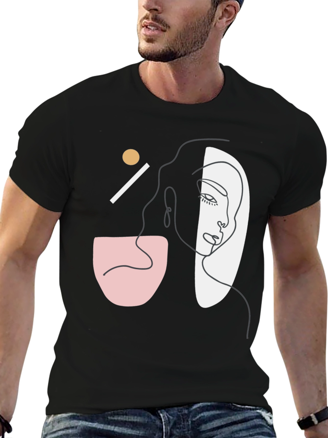 Abstract Face Graphic Tee - Modern Art Style