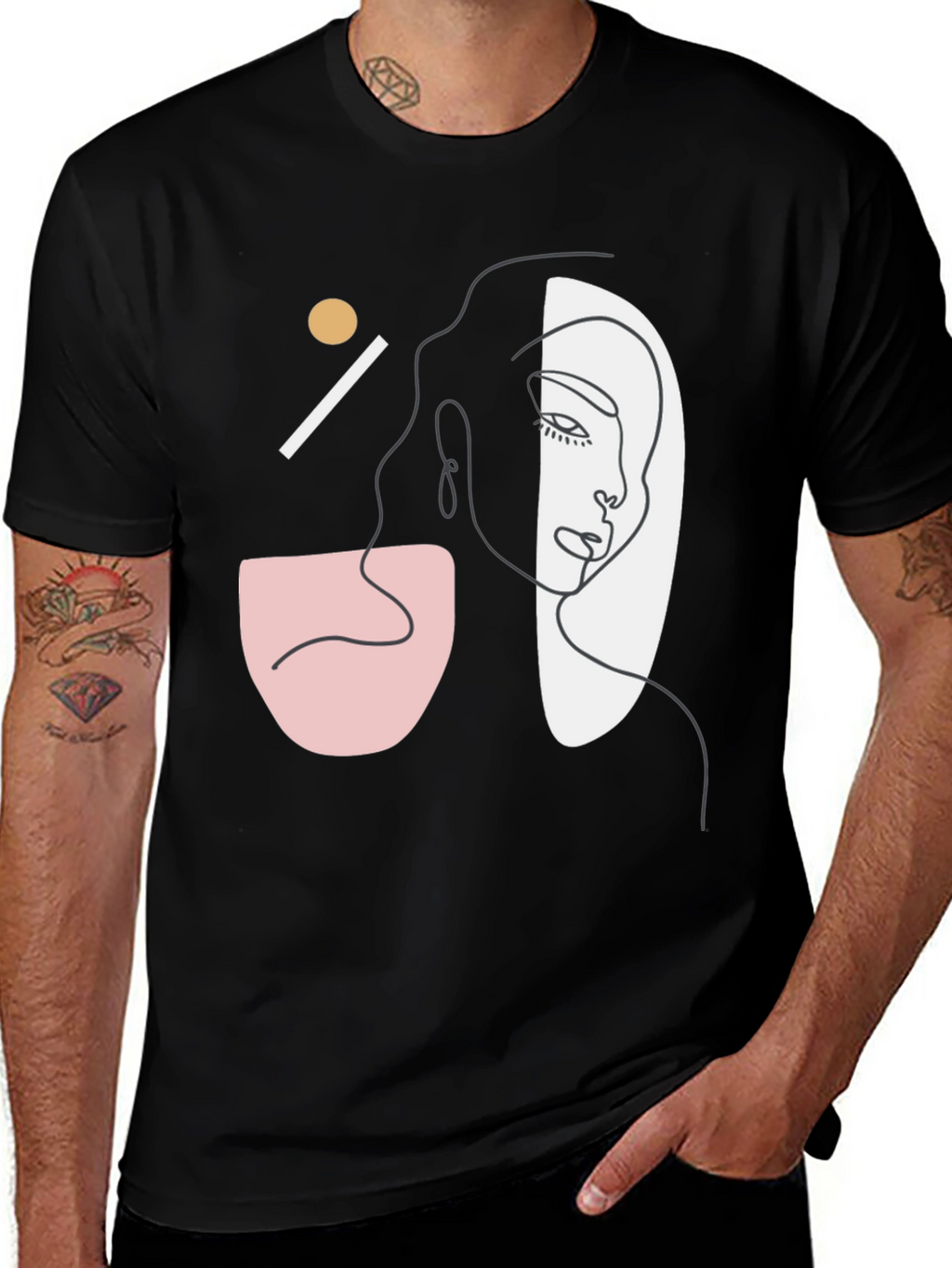 Abstract Face Graphic Tee - Modern Art Style