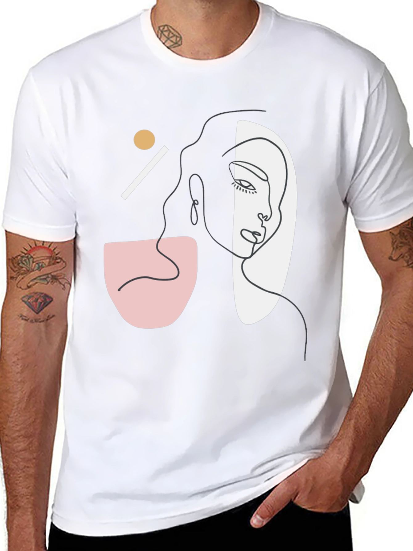 Abstract Face Graphic Tee - Modern Art Style