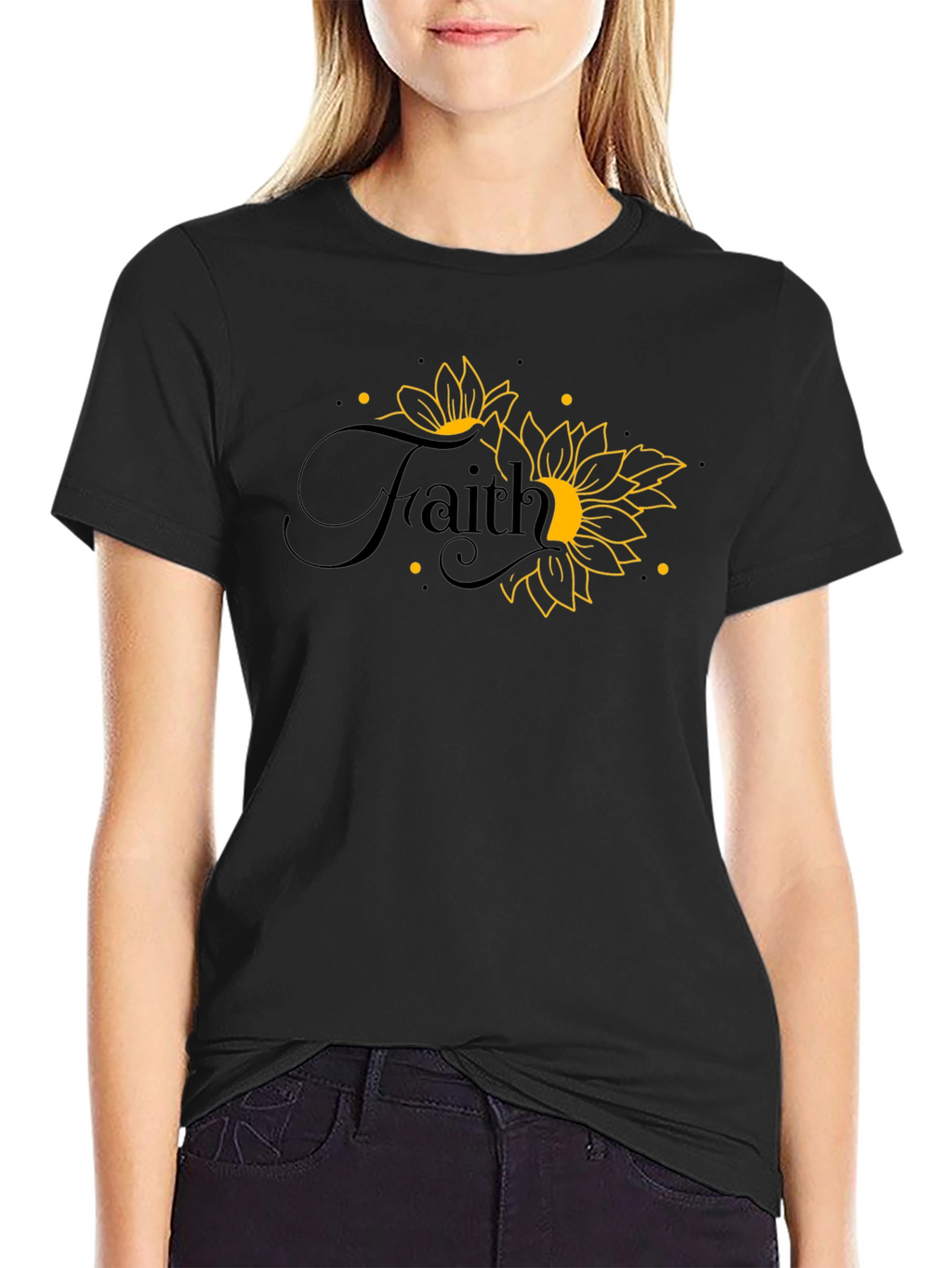 Faith Sunflower Graphic Tee - Black T-Shirt