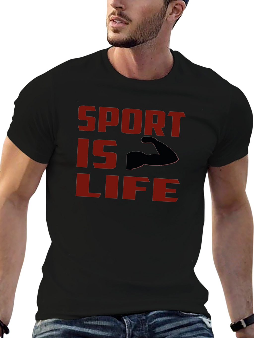 Sport Is Life T-Shirt - Black Graphic Tee
