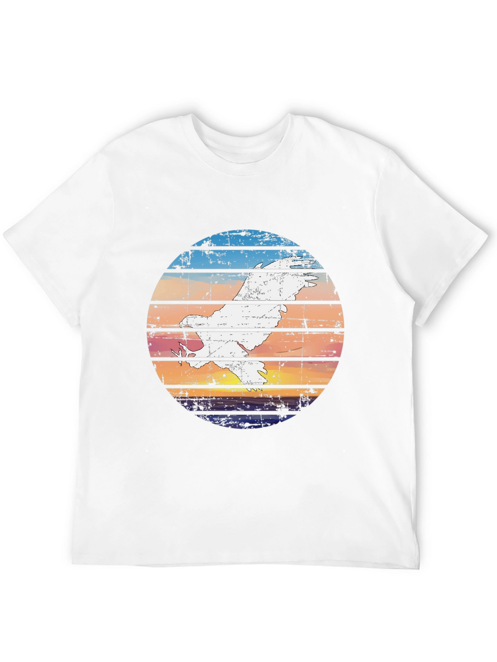 Retro Sunset Bird Graphic Tee - Black