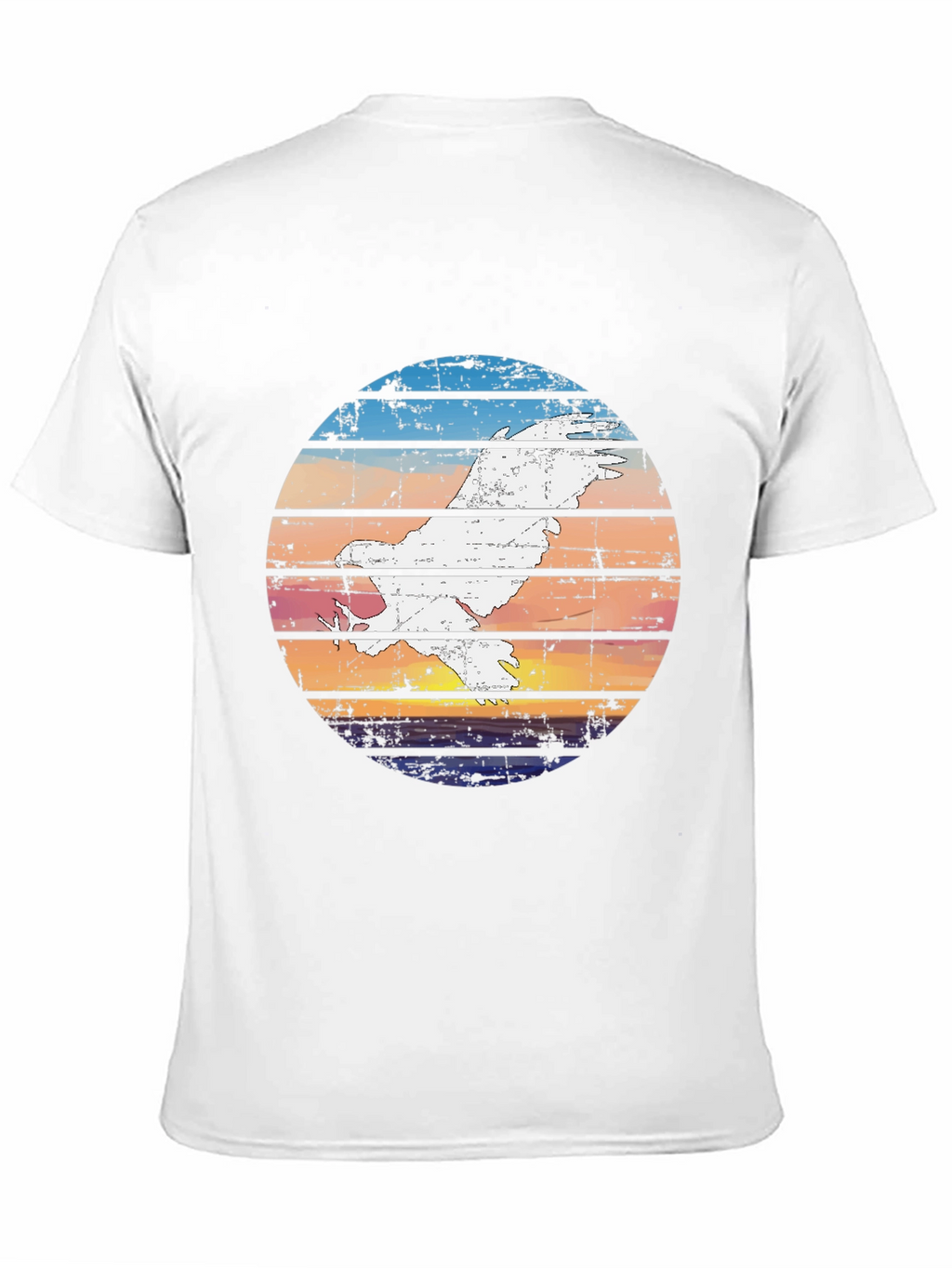 Retro Sunset Bird Graphic Tee - Black