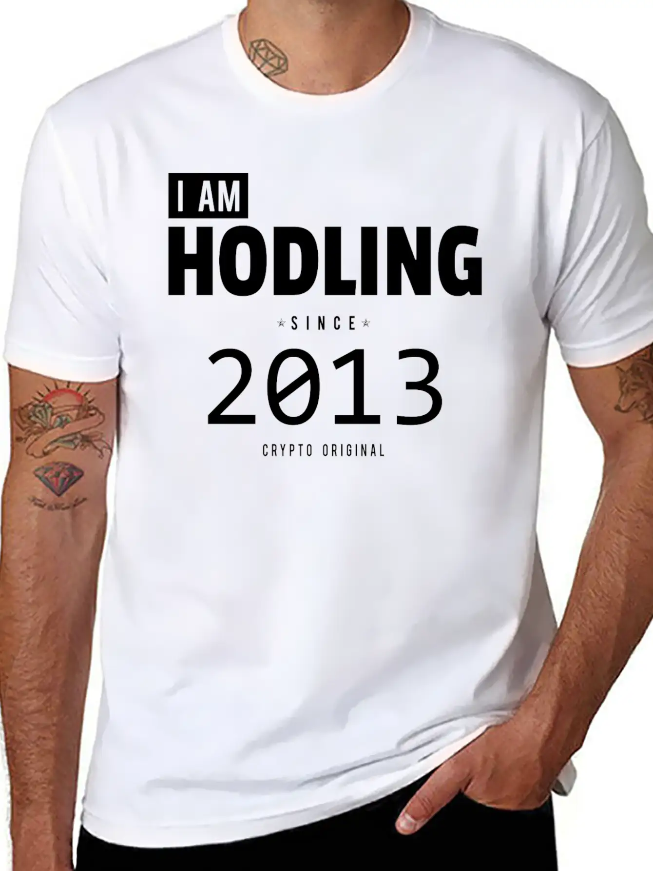 I Am HODLING Since 2013 - #hodl #hodling Stylish Everyday T-Shirt – Unisex Basic Cotton Tee