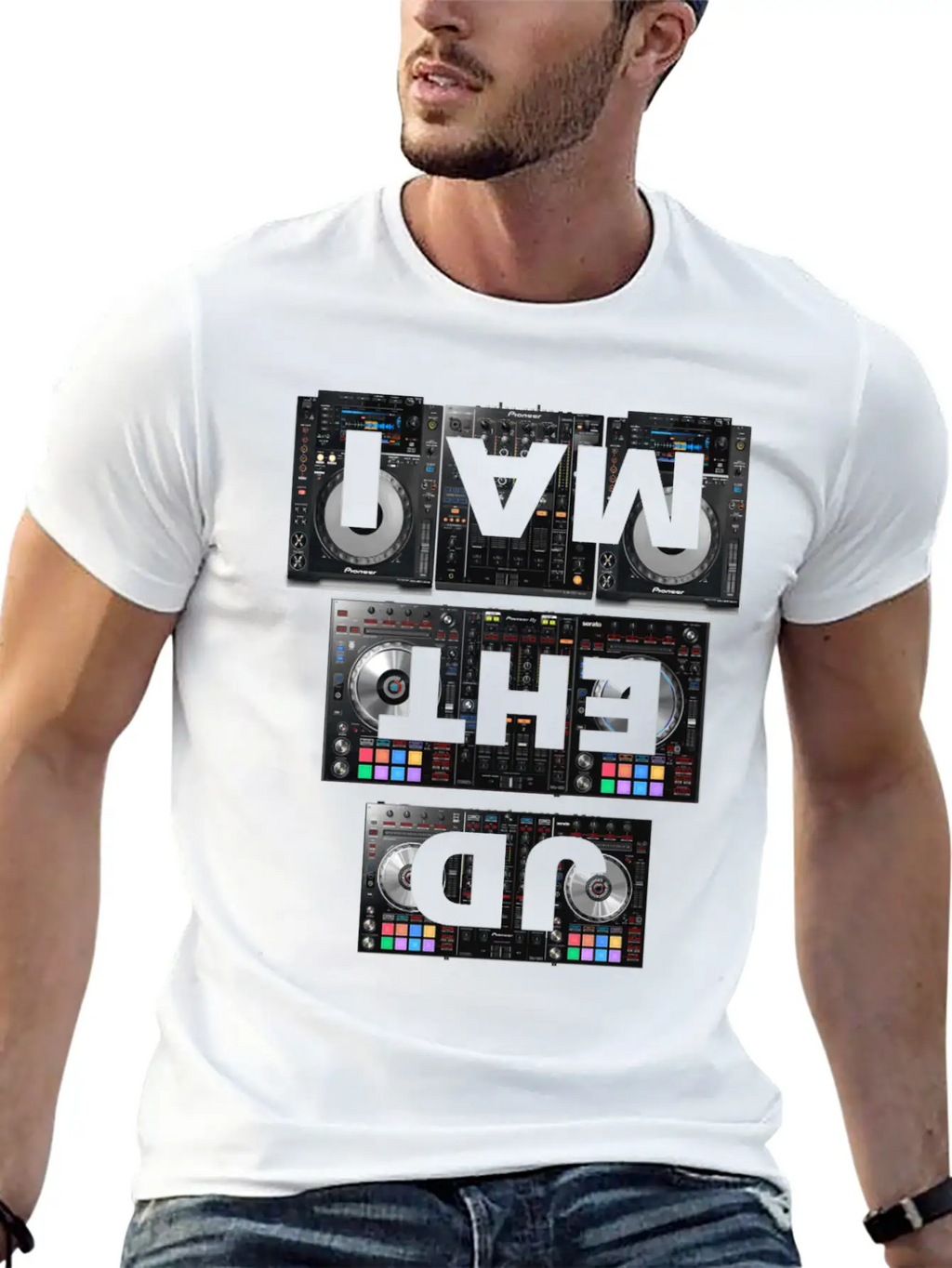 I AM THE DJ - Club Party Festival Rave Electro Gif Unisex Short Sleeve Soft Cotton T-Shirt – Casual Everyday Wear
