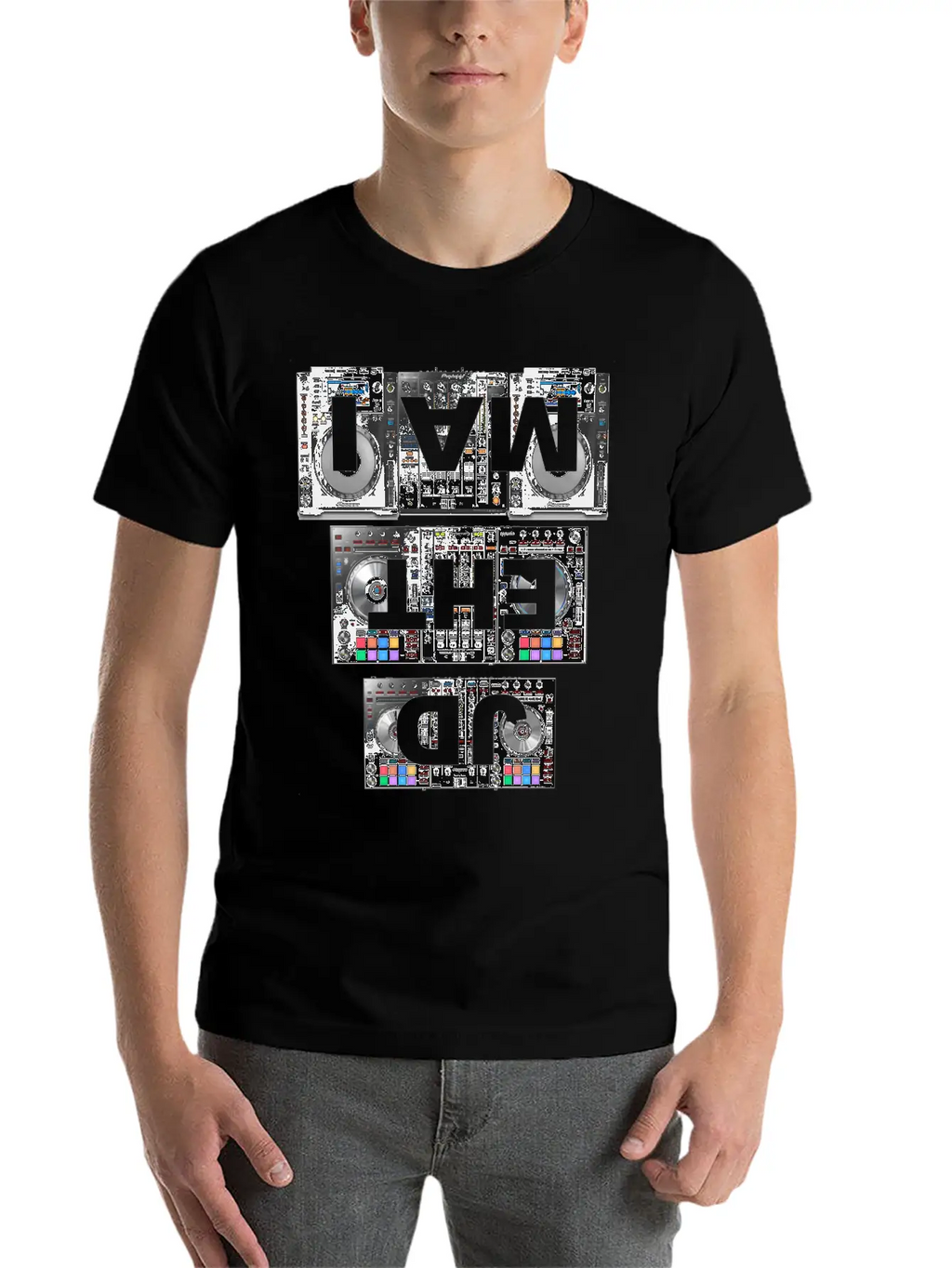 I AM THE DJ - Club Party Festival Rave Electro Gif Unisex Short Sleeve Soft Cotton T-Shirt – Casual Everyday Wear