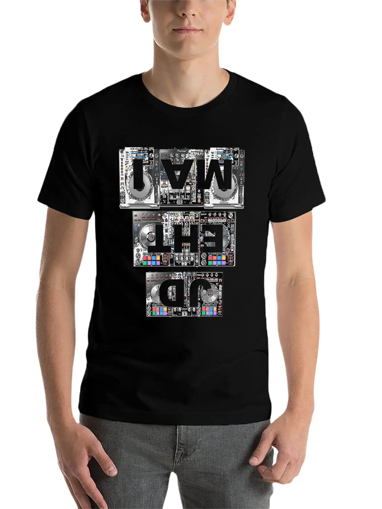 I AM THE DJ - Club Party Festival Rave Electro Gif Unisex Short Sleeve Soft Cotton T-Shirt – Casual Everyday Wear