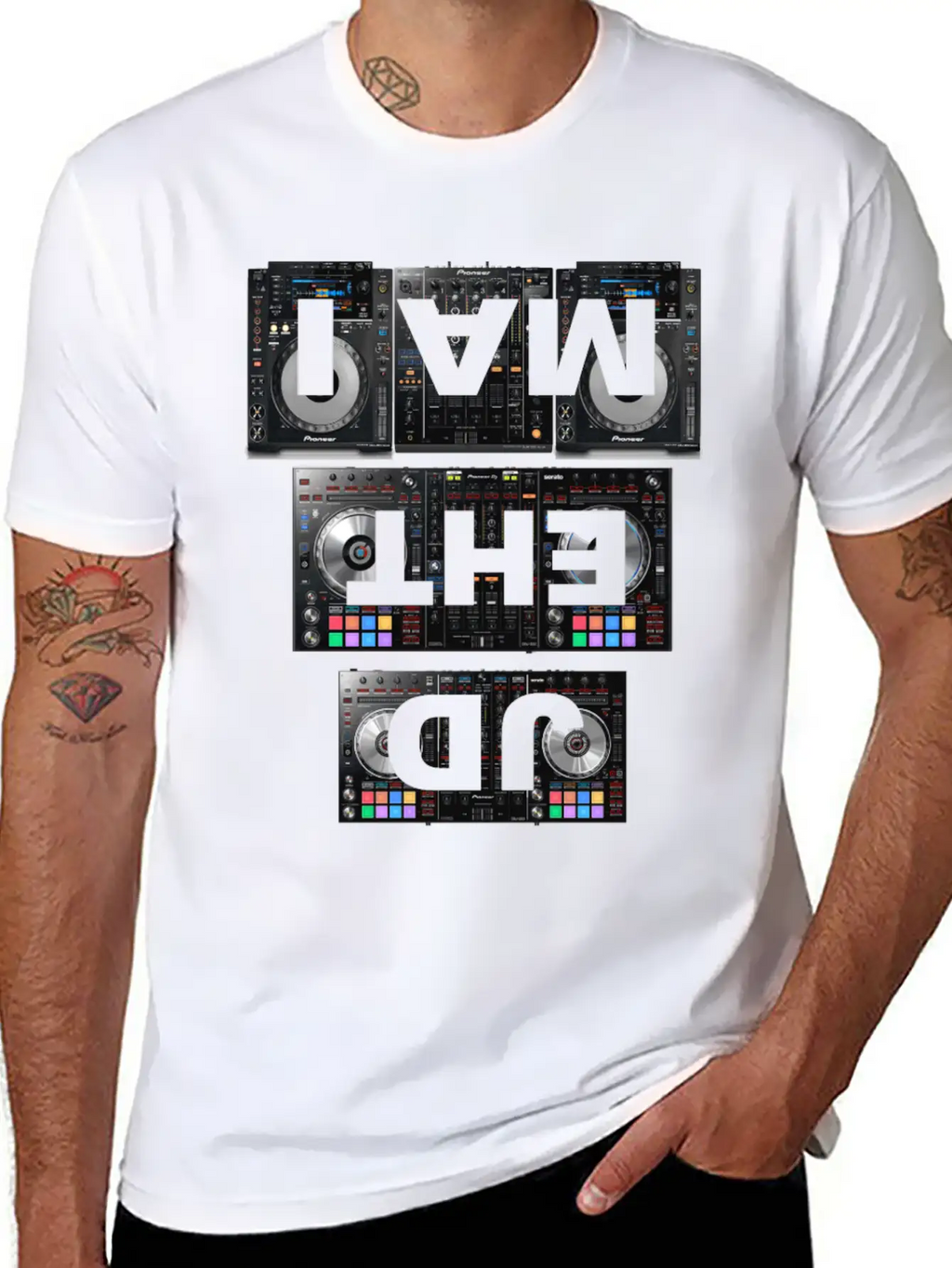 I AM THE DJ - Club Party Festival Rave Electro Gif Unisex Short Sleeve Soft Cotton T-Shirt – Casual Everyday Wear
