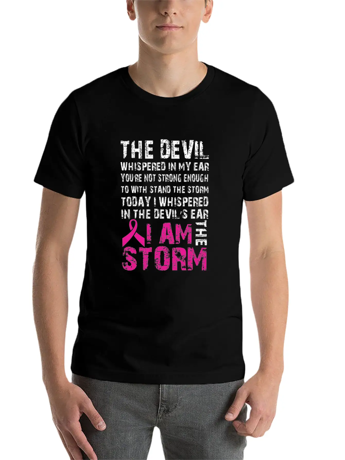 I Am The Storm Breast Cancer Awareness Unisex Casual T-Shirt – Clean Design For Daily Comfort