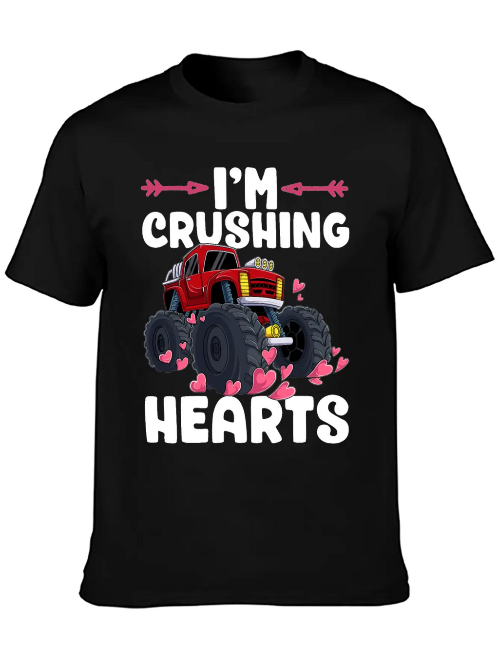 I Crush Hearts Monster Truck Valentines Day Love B Unisex Casual T-Shirt – Clean Design For Daily Comfort