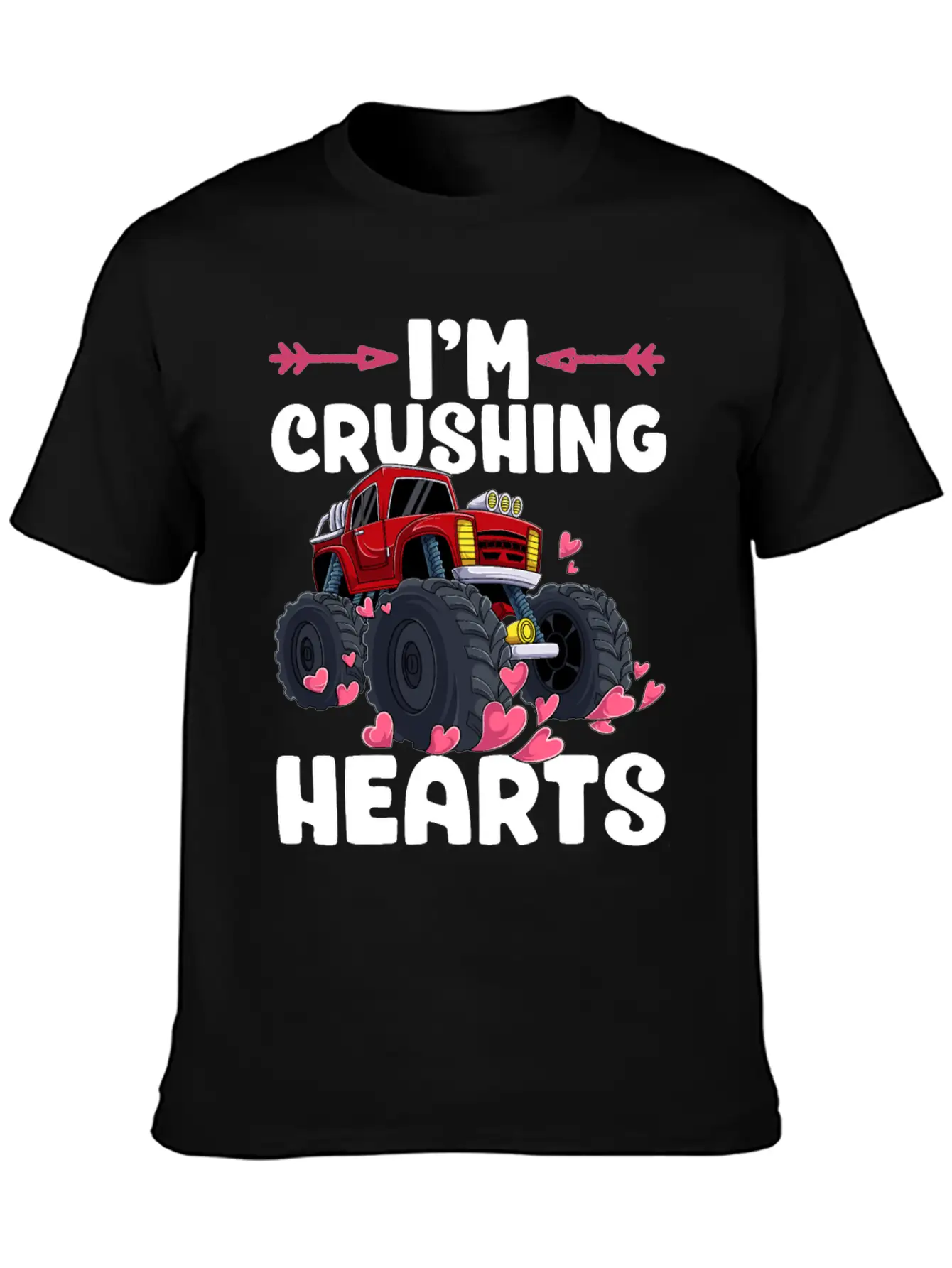 I Crush Hearts Monster Truck Valentines Day Love B Unisex Casual T-Shirt – Clean Design For Daily Comfort