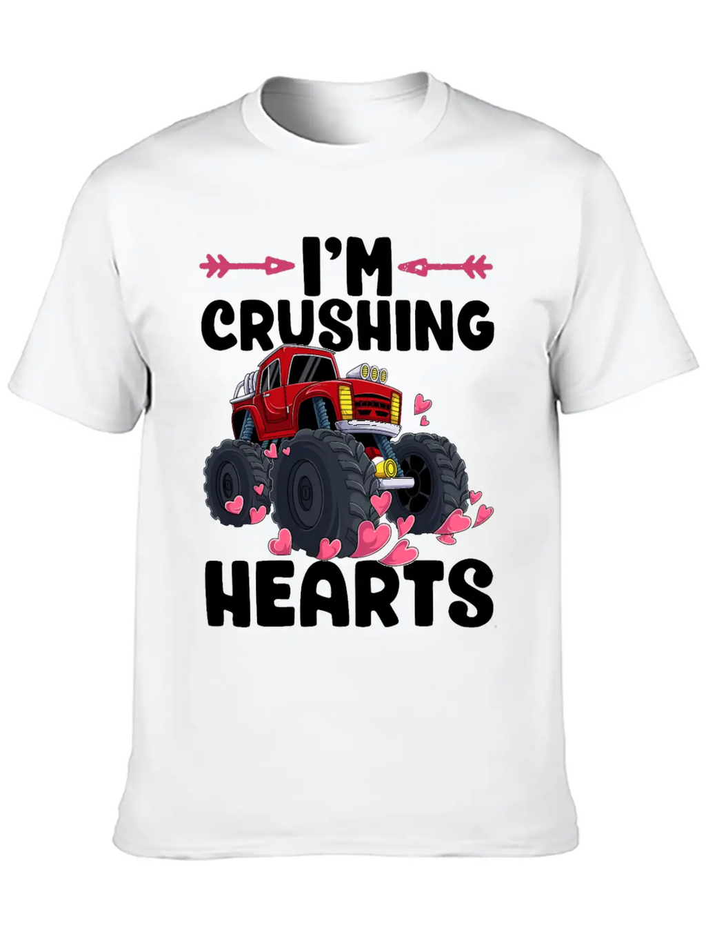 I Crush Hearts Monster Truck Valentines Day Love B Unisex Casual T-Shirt – Clean Design For Daily Comfort