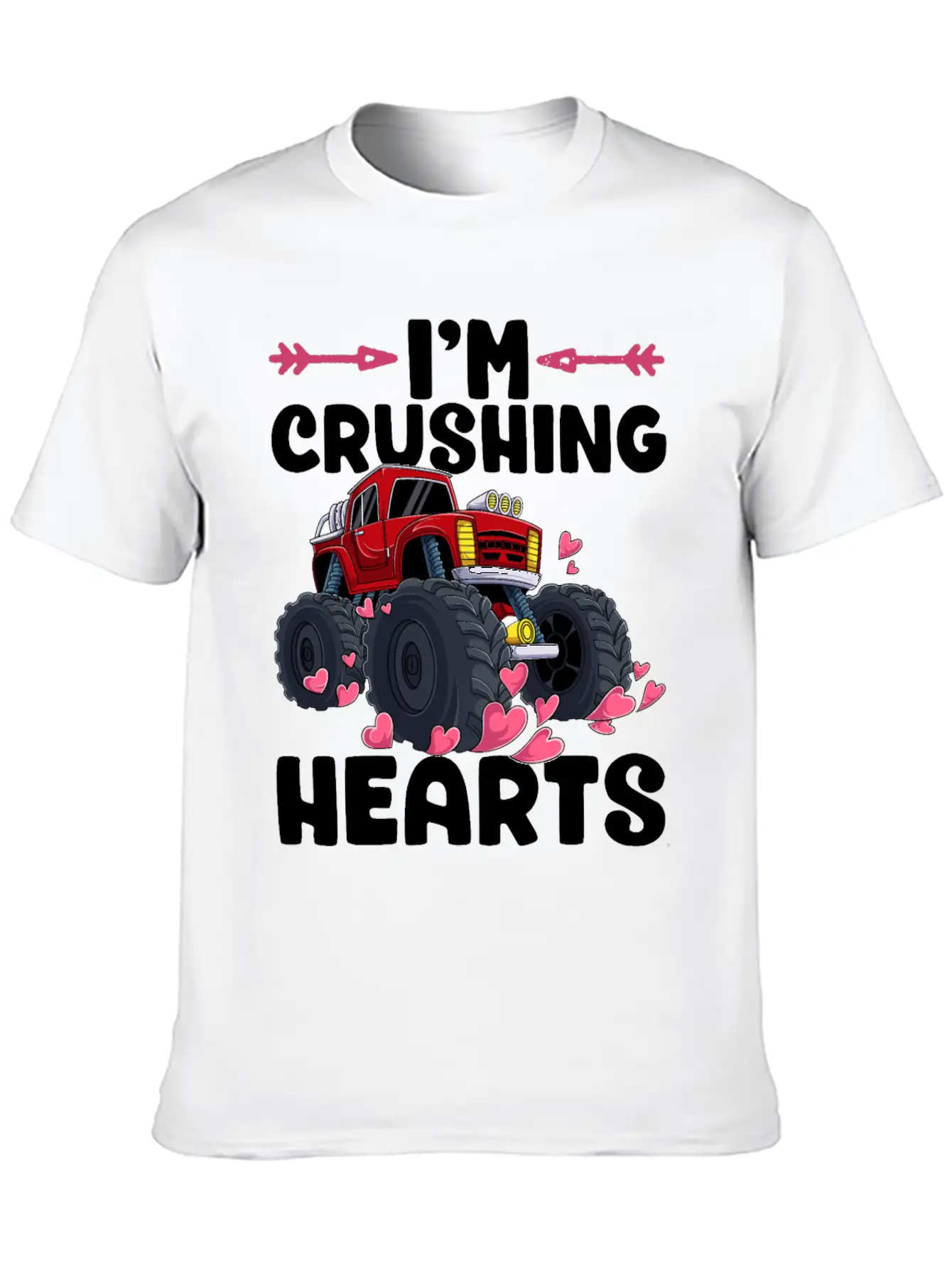 I Crush Hearts Monster Truck Valentines Day Love B Unisex Casual T-Shirt – Clean Design For Daily Comfort